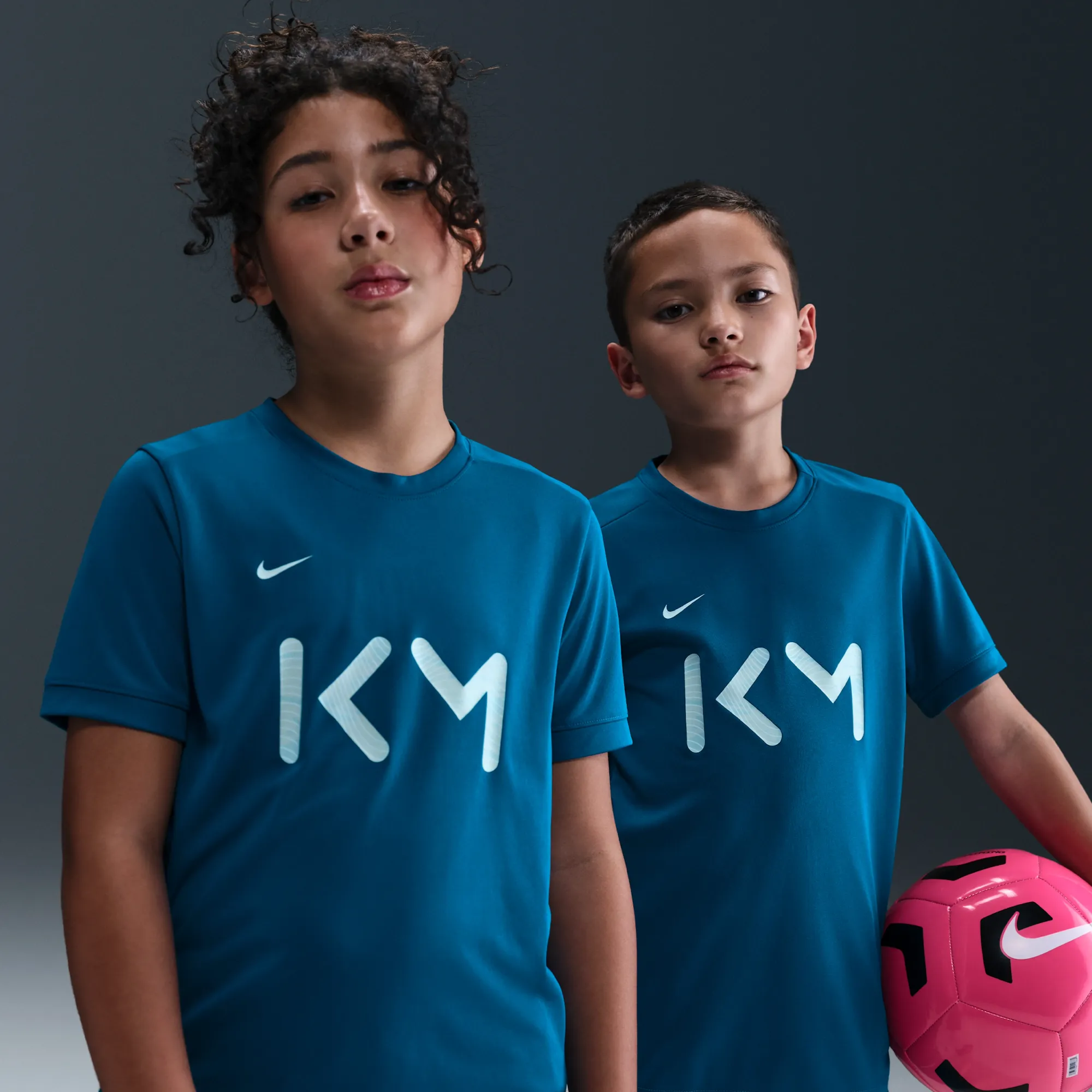 Kylian Mbappé Academy Older Kids' Nike Dri-FIT Football Short-Sleeve Top - Blue - Polyester
