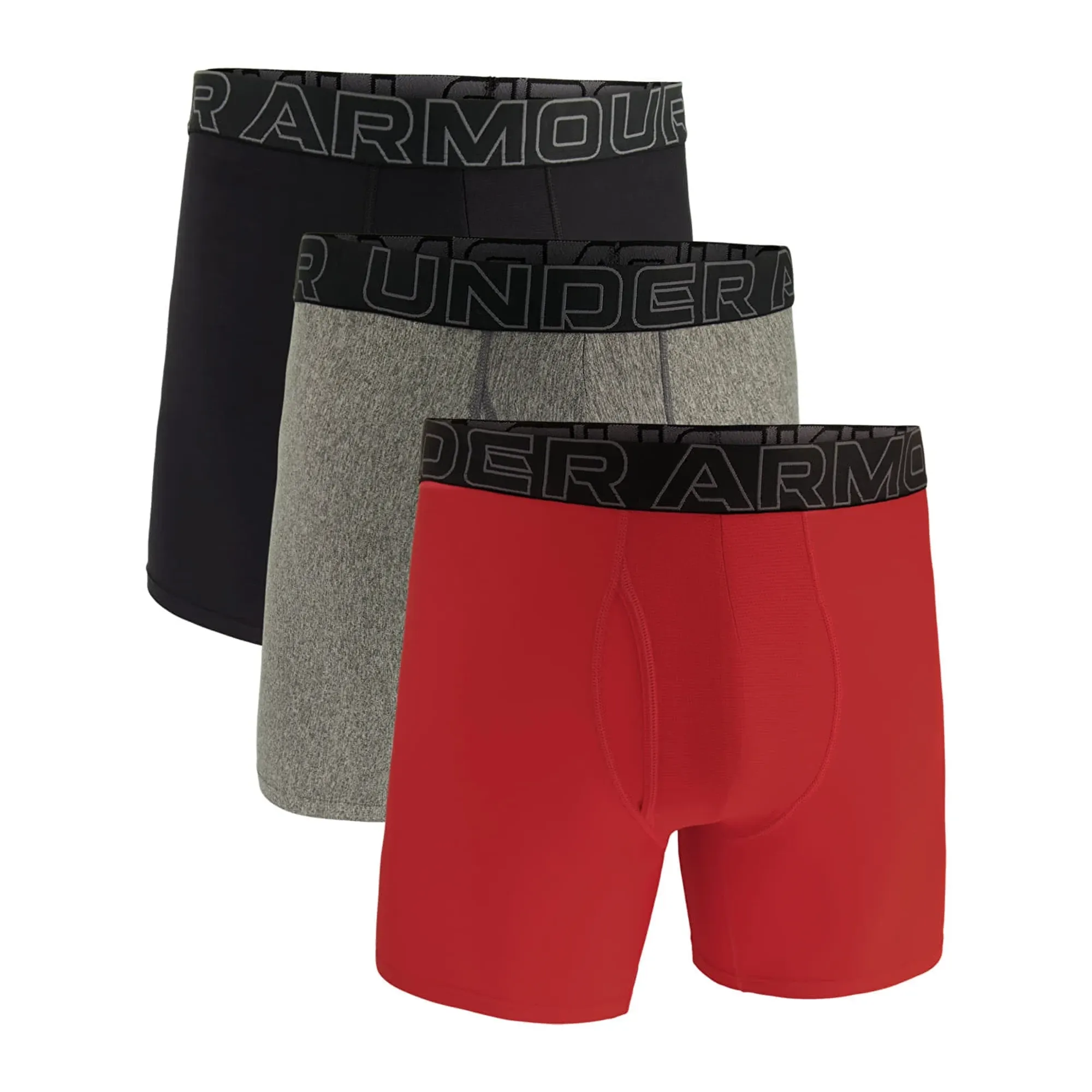 Under Armour  Performance Tech™ Men's 6" 3-Pack Boxerjock® Red / Castlerock Full Heather / Castlerock L
