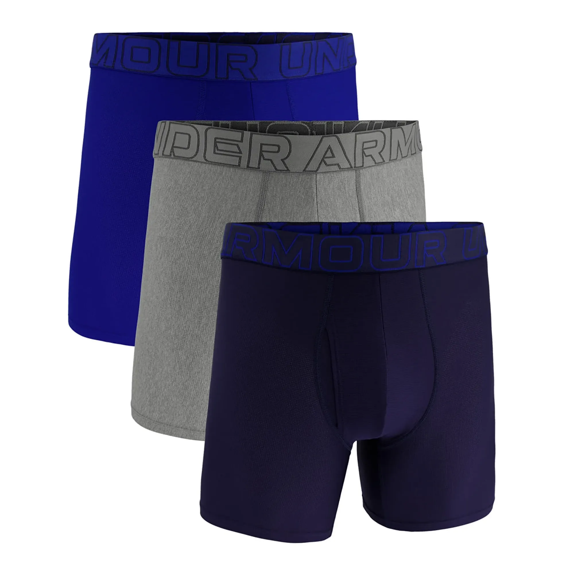 Under Armour  Performance Tech™ Mesh Men's 6" 3-Pack Boxerjock® Midnight Navy / Steel Full Heather / Royal S