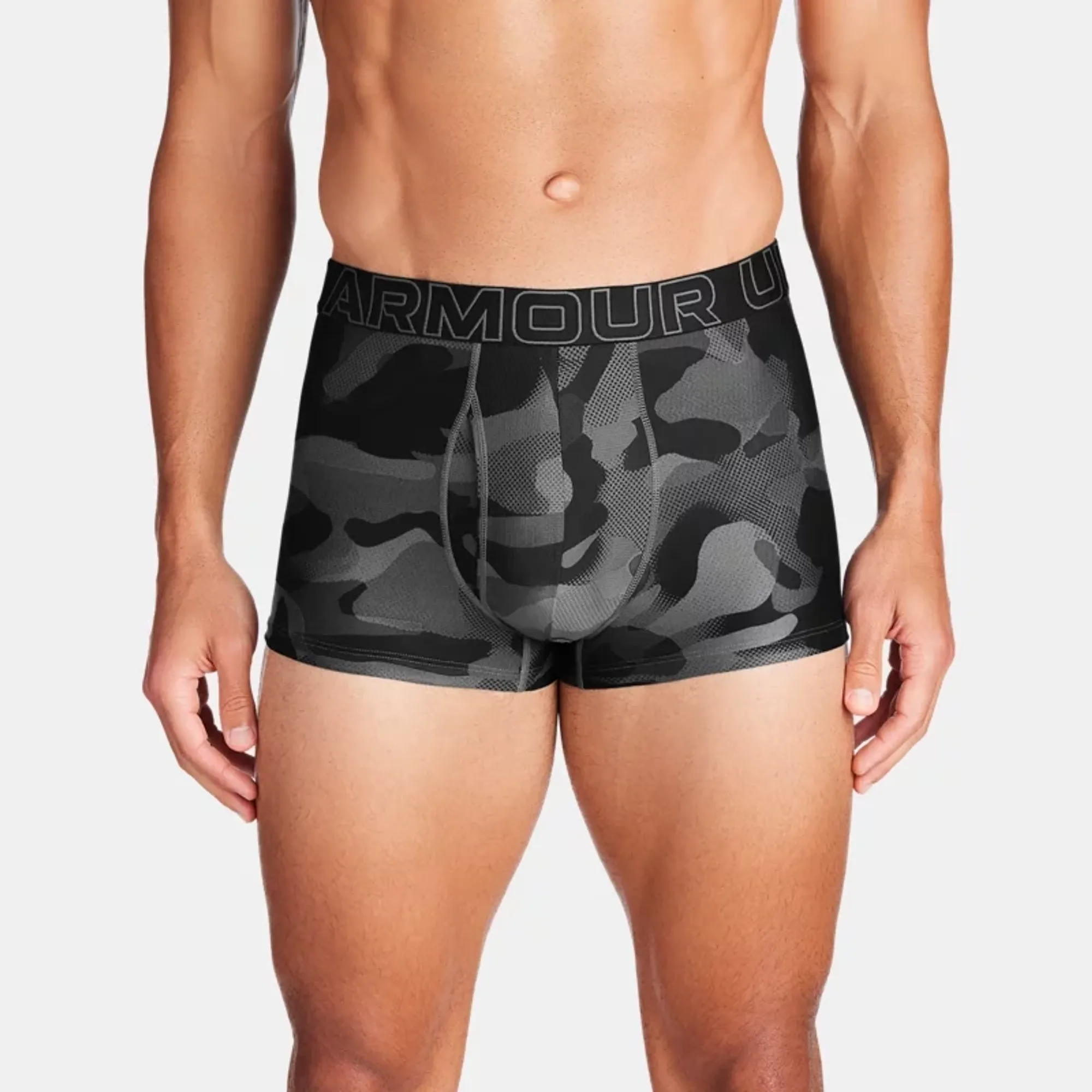 Under Armour Performance Tech™ Printed Men's 3" Boxerjock® Black / Black / Castlerock L