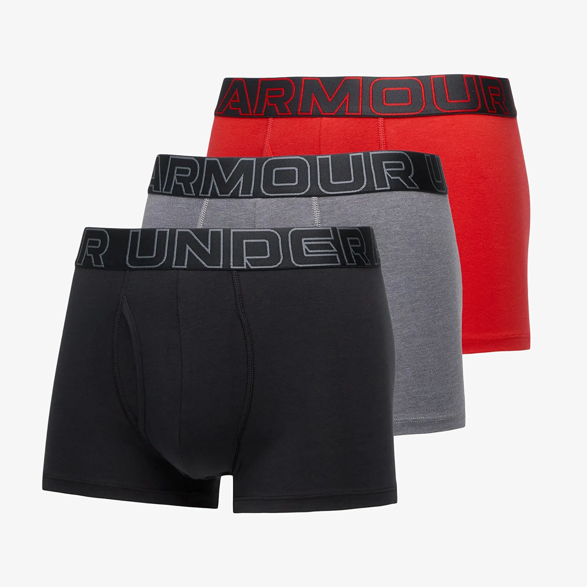 Under Armour  Performance Cotton Men's 3" 3-Pack Boxerjock® Castlerock Full Heather / Red / Castlerock XXL