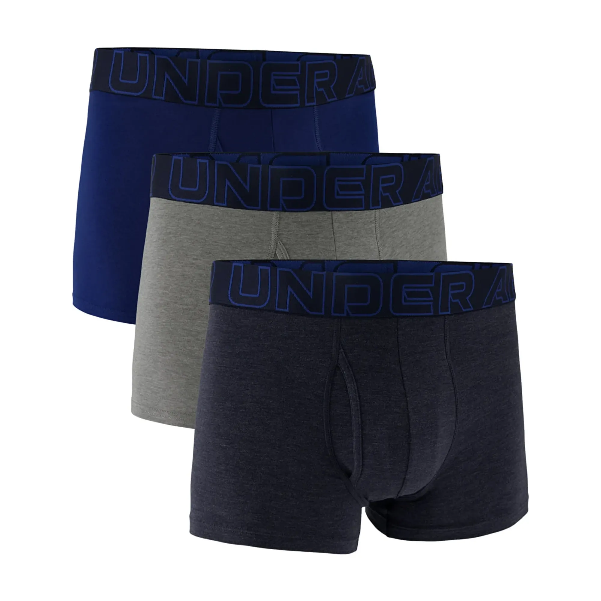 Under Armour  Performance Cotton Men's 3" 3-Pack Boxerjock® Midnight Navy Full Heather / Steel Full Heather / Castlerock XXL