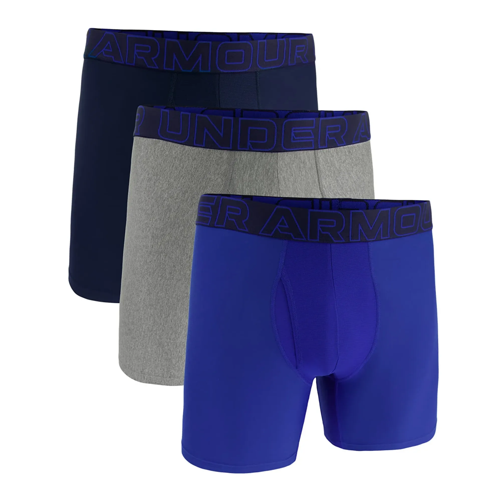 Under Armour  Performance Tech™ Men's 6" 3-Pack Boxerjock® Royal / Steel Full Heather / Royal L