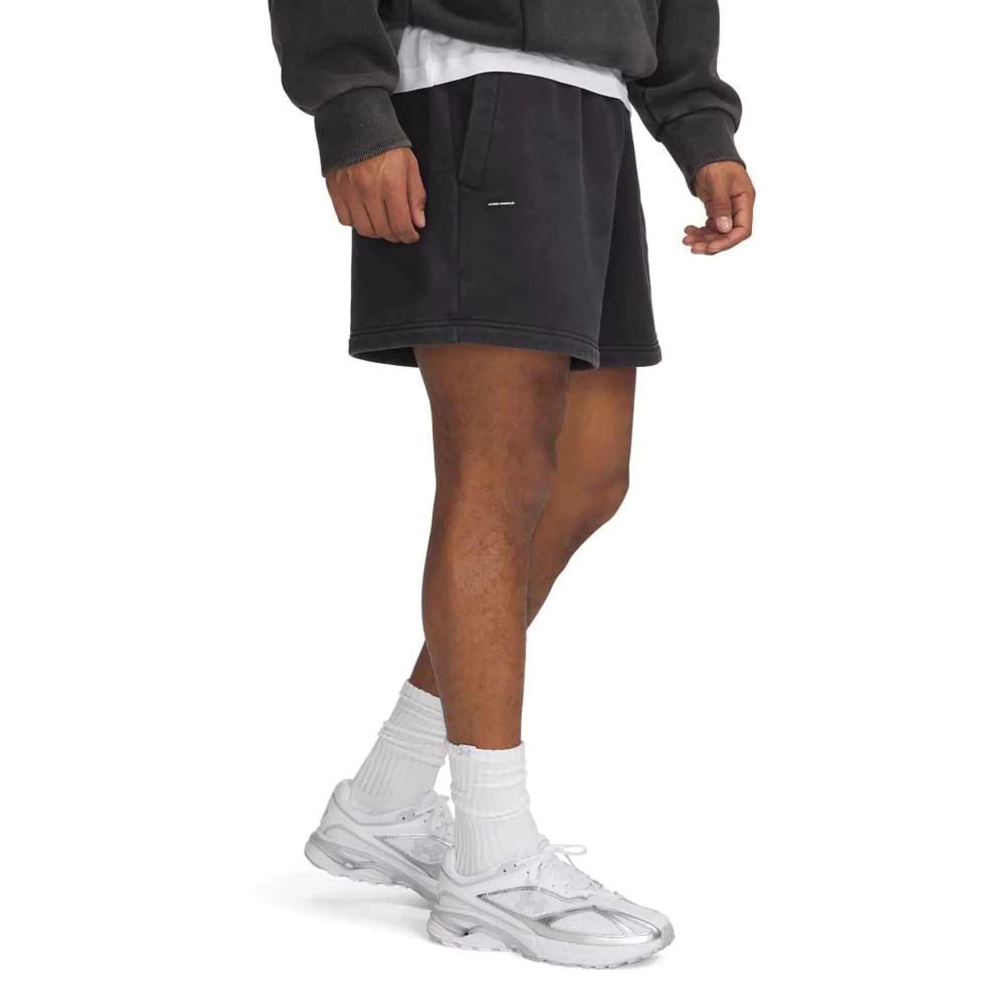 Under Armour Icon Heavyweight Fleece Wash Men's 2.75" Shorts Black / White L