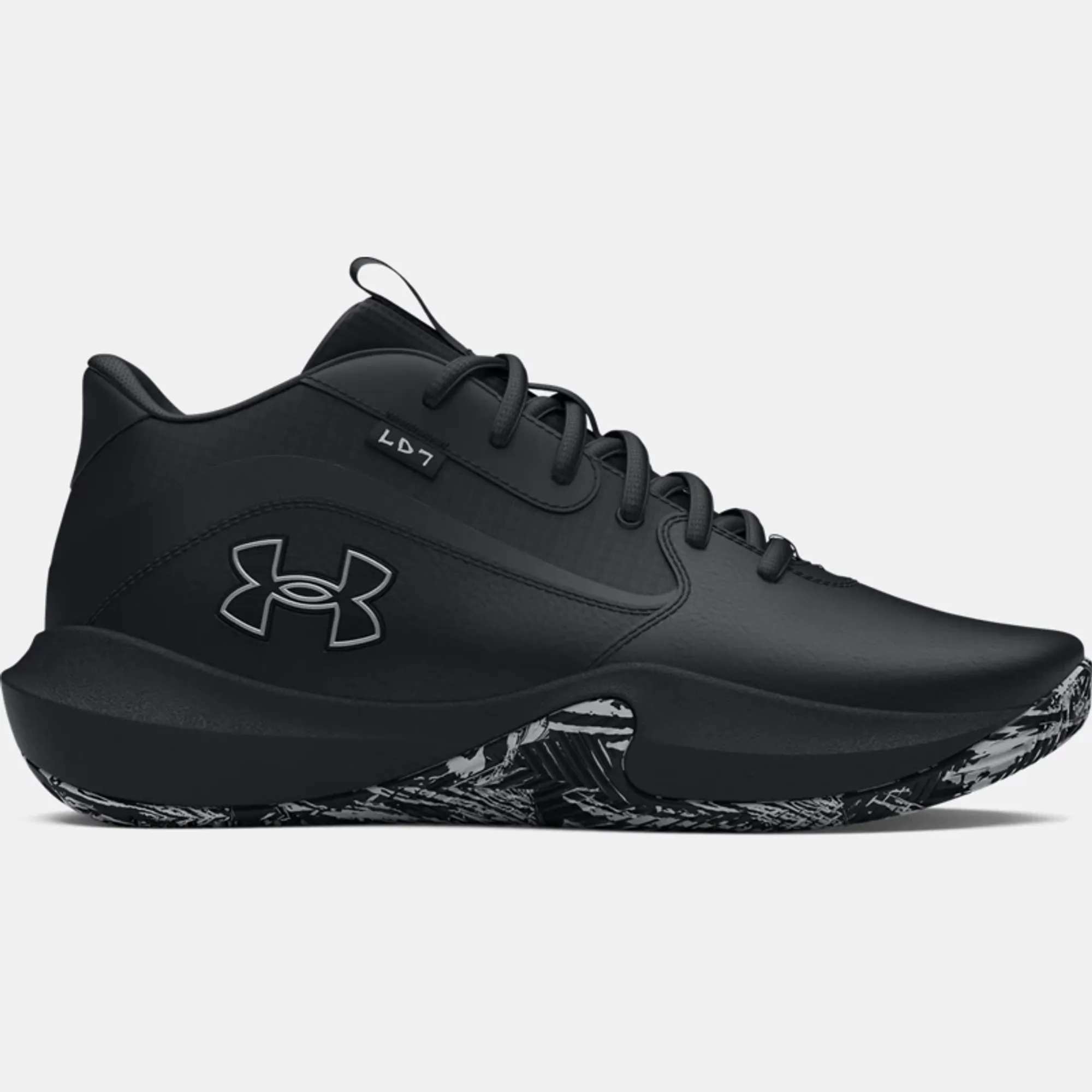 Under Armour  Lockdown 7 Unisex Basketball Shoes Black / Black / Metallic Silver 6 (EU 40)