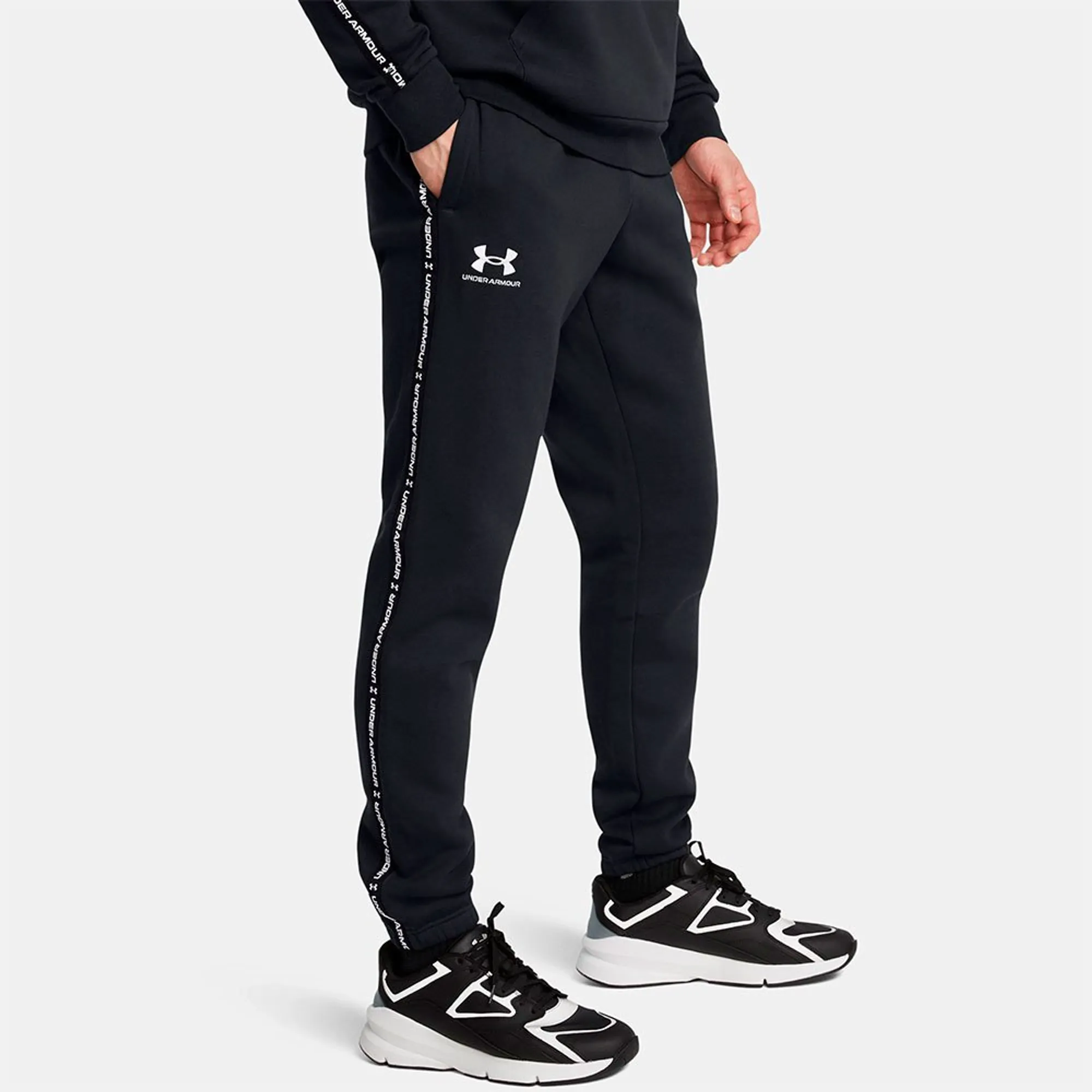 Under Armour Icon Fleece Taping Men's Joggers Black / White XL