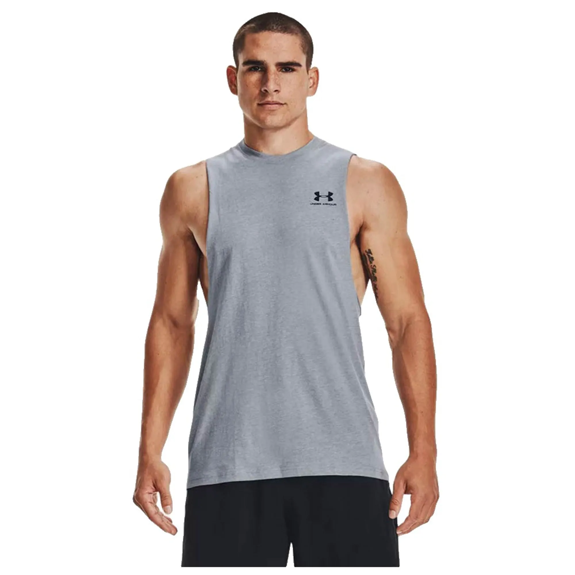 Under Armour  Left Chest Cut-Off Men's Tank Steel Light Heather / Black S