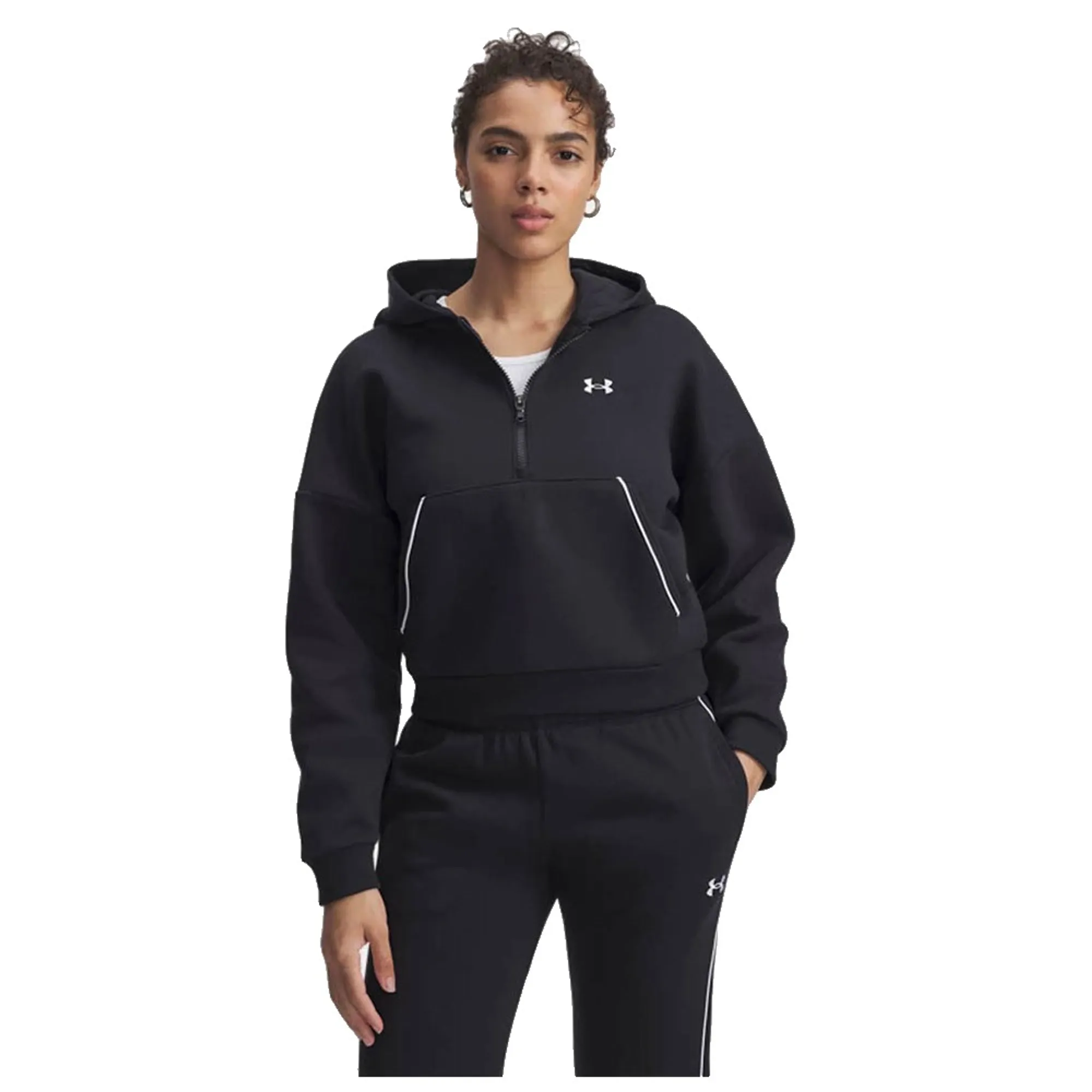 Under Armour  Rival Fleece Piped Women's ½ Zip Hoodie Black / White L