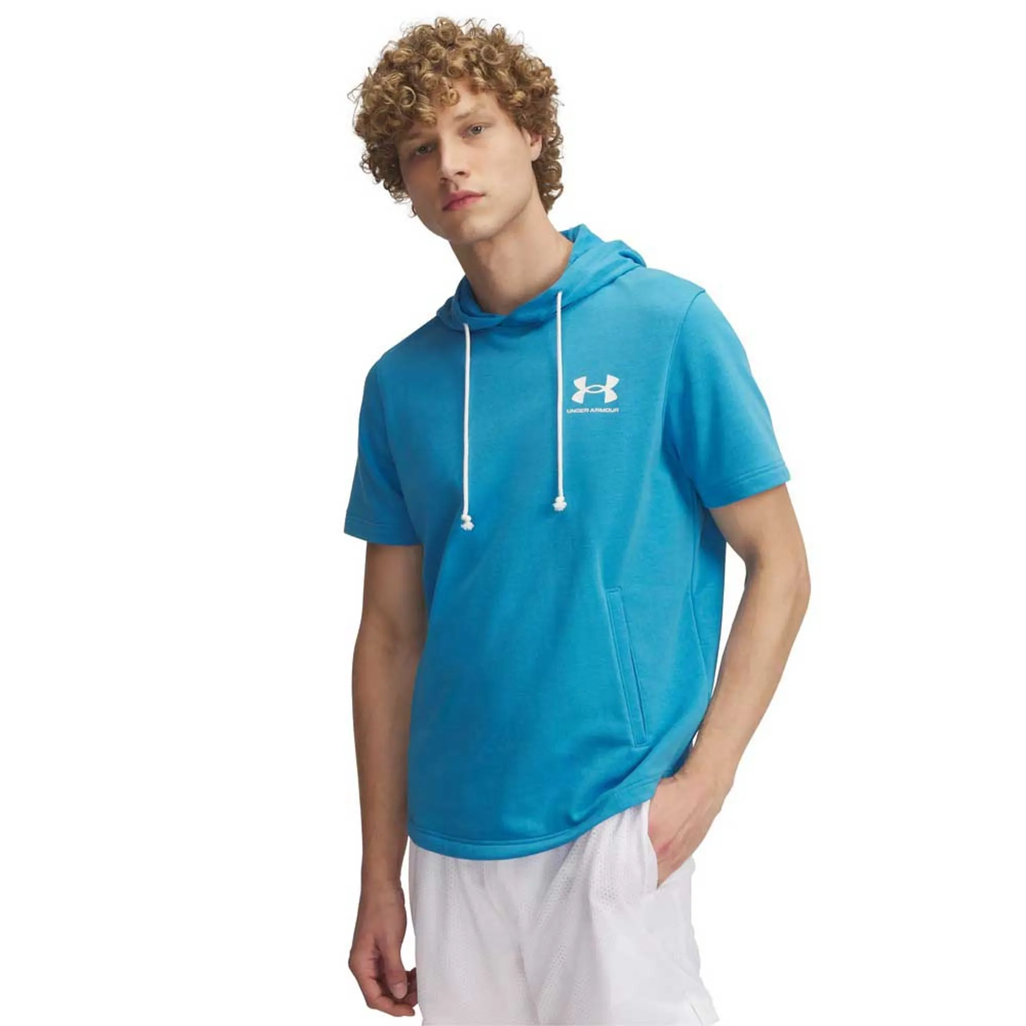 Under Armour  Rival Terry Men's Short Sleeve Hoodie Ether Blue / Onyx White M