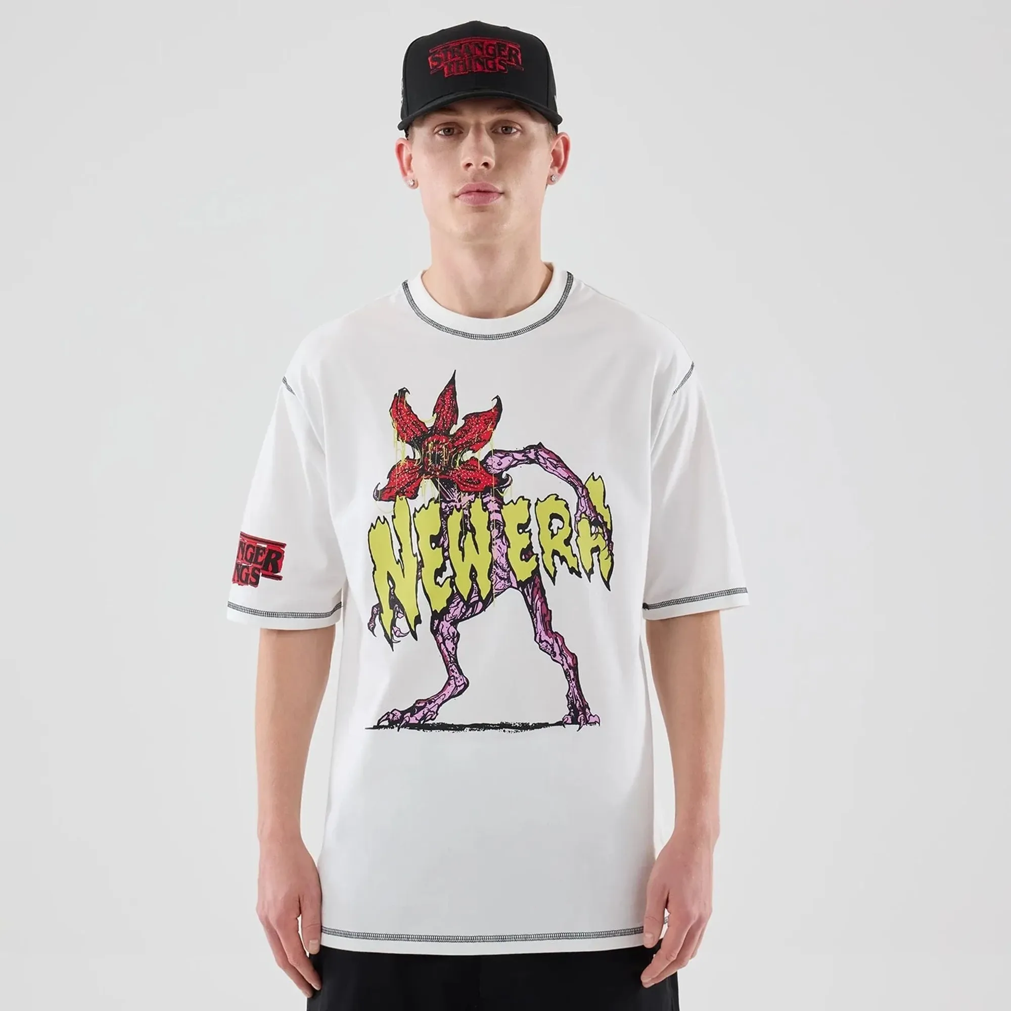 Stranger Things White Oversized T-Shirt New Era Cap adult unisex