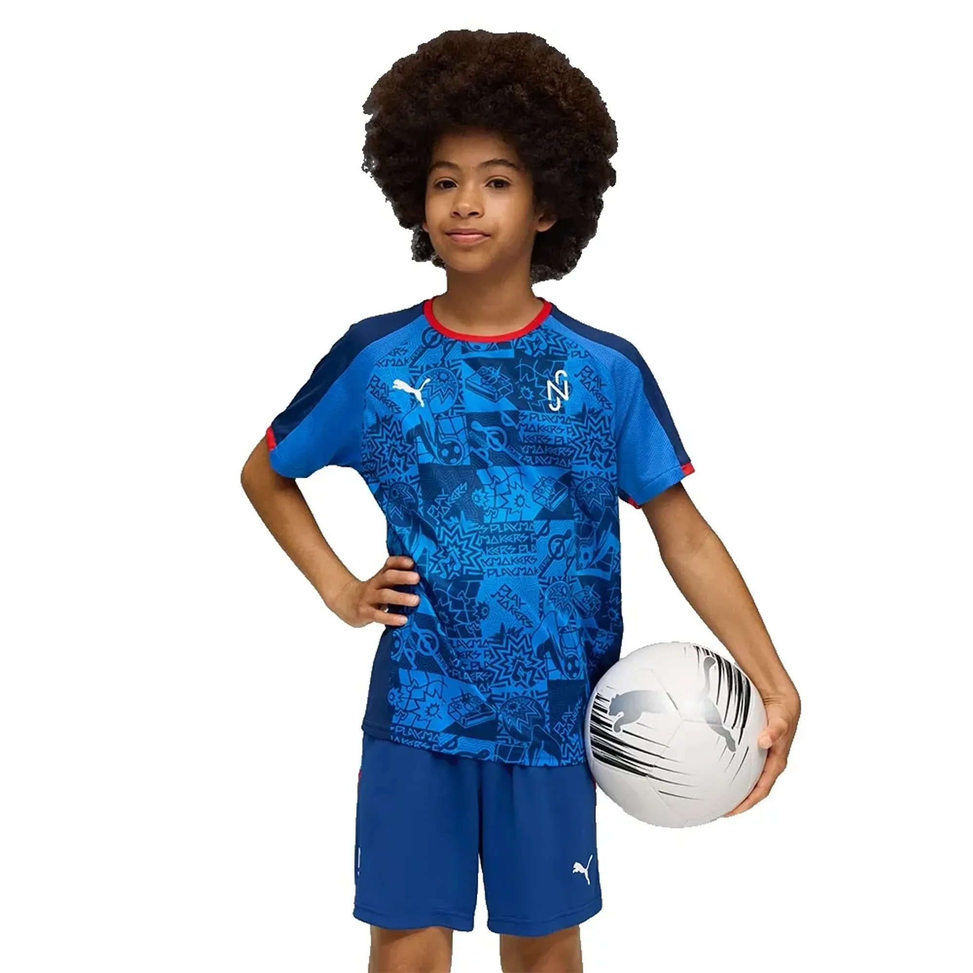PUMA Neymar Jr Playmaker Football Jersey Youth, Blazing Blue/White/Ultra Blue, size 11-12 Youth
