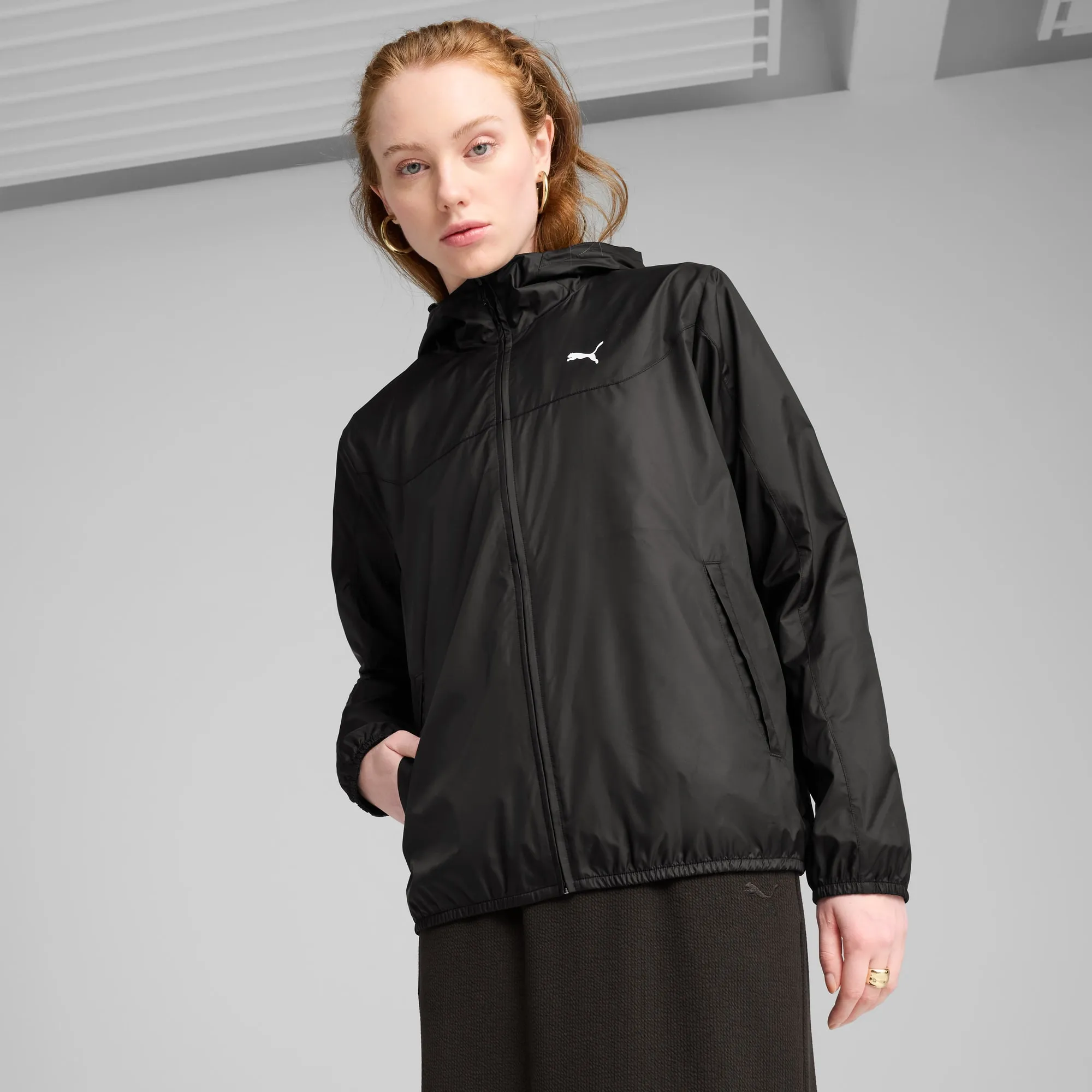 PUMA Essentials Regular Windbreaker Women Jacket, Black, size Large