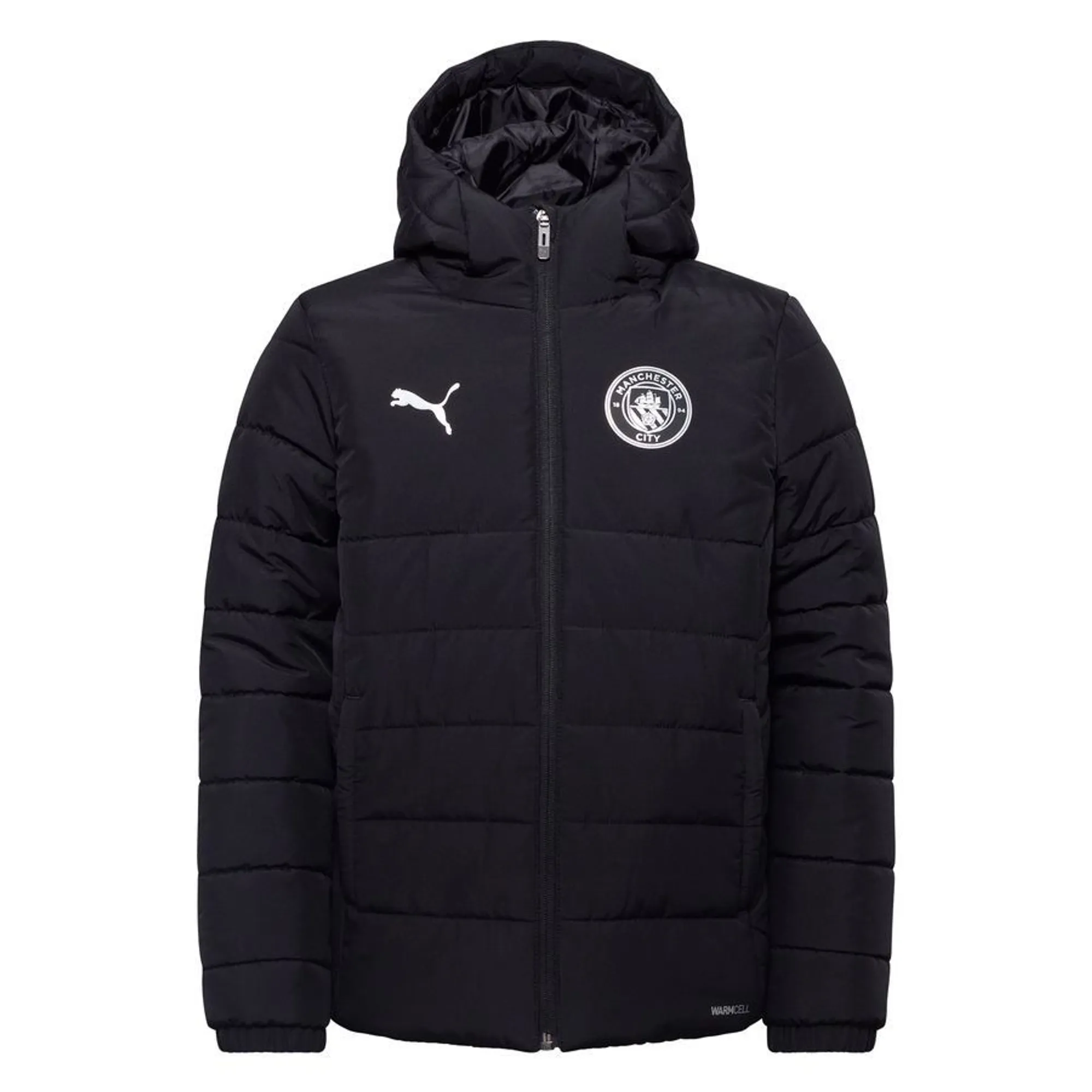 PUMA Manchester City Hooded Padded Jacket Youth, Black/Silver, size 11-12 Youth