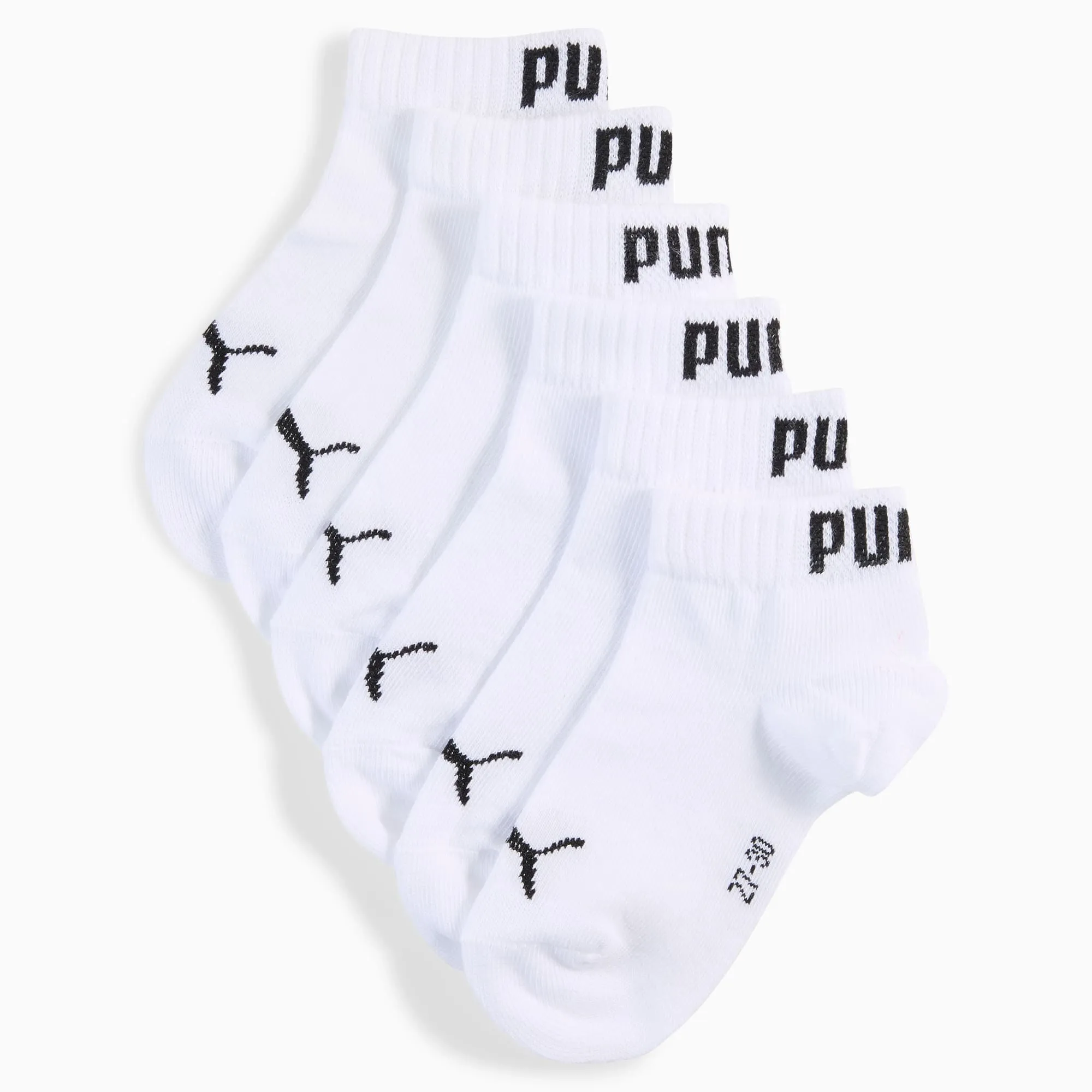 PUMA Quarter Socks Youth (3-Pack), White, size 12-1.5