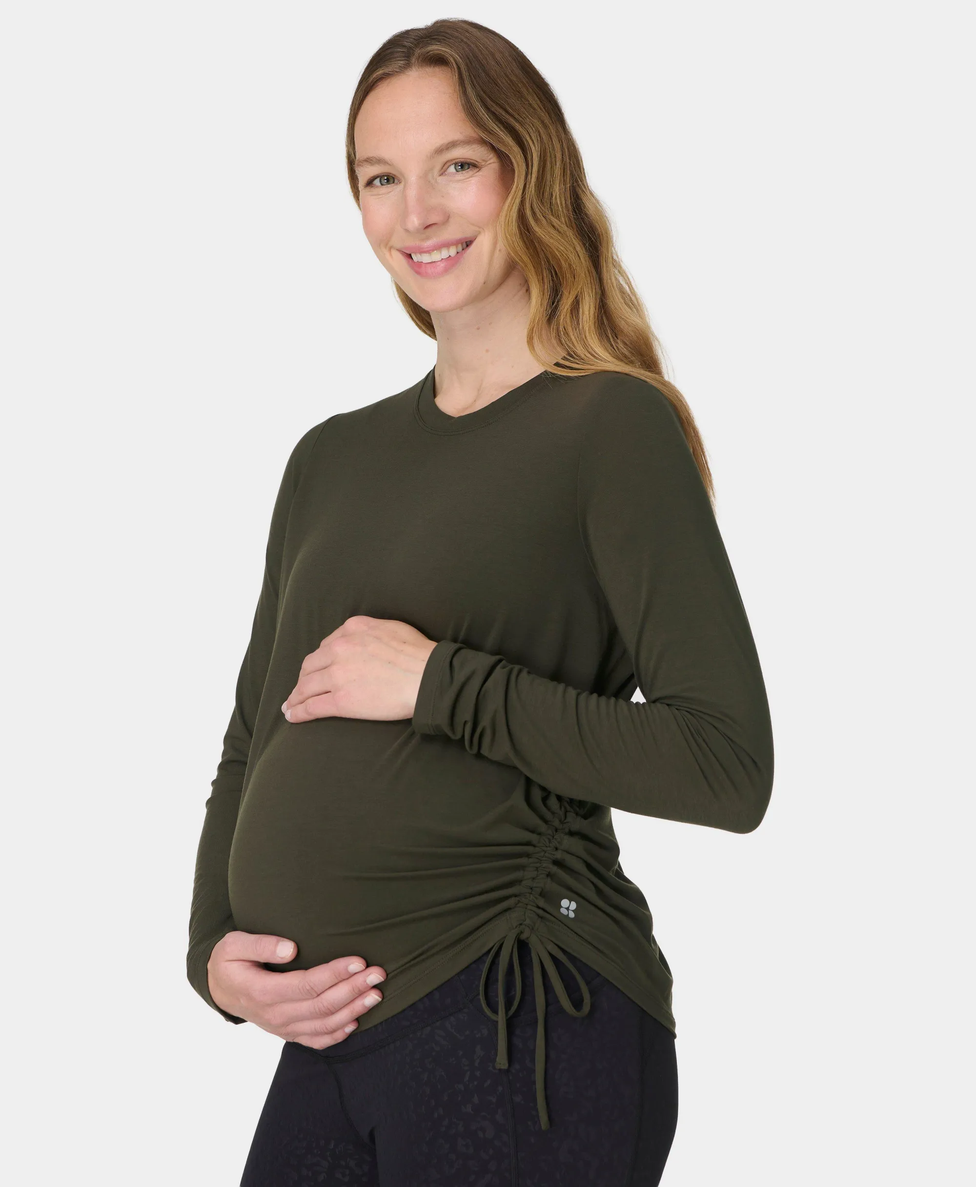 Soft Flow Maternity Ruched Long Sleeve Tee