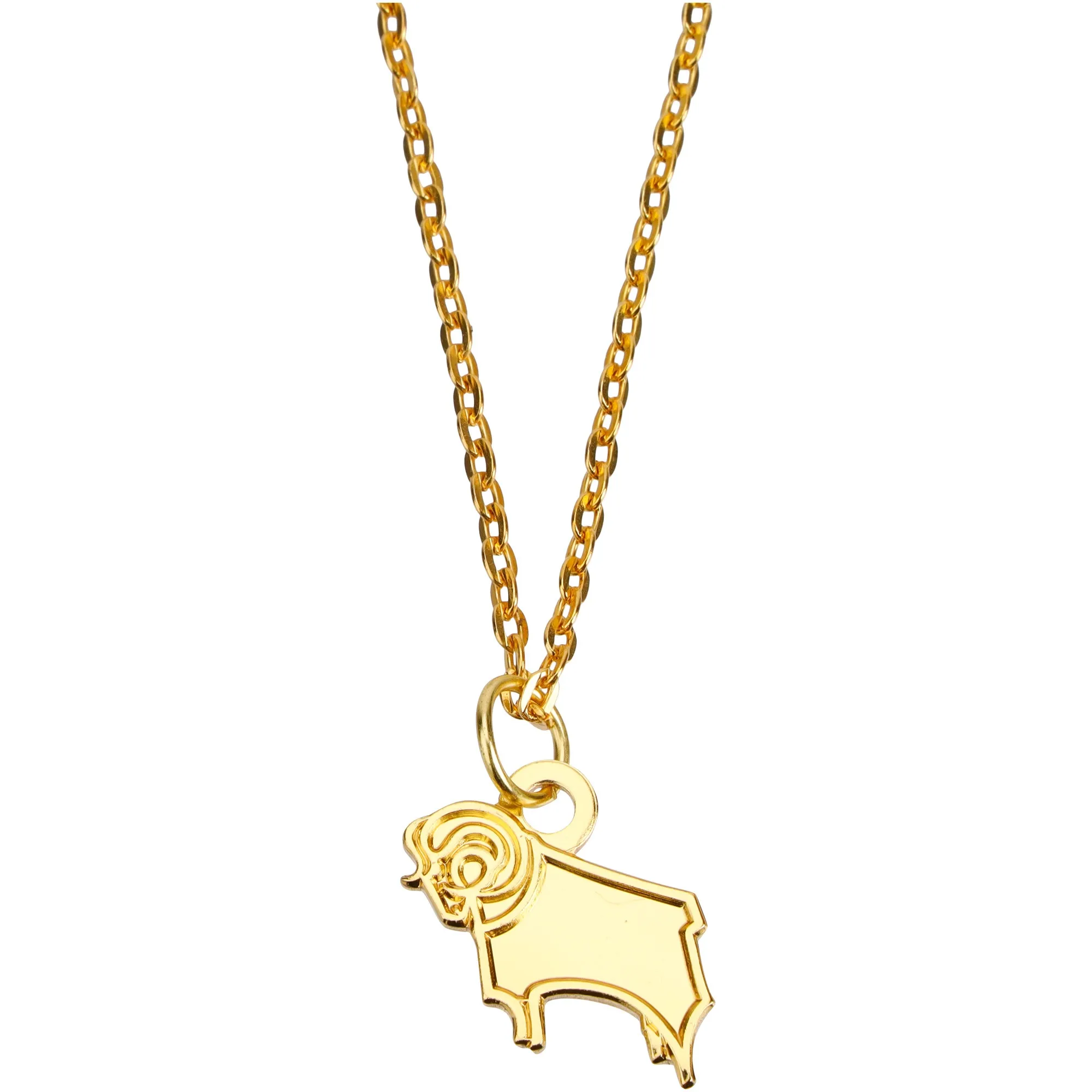 Derby County Crest Pendant and 55cm Chain - Gold Plated