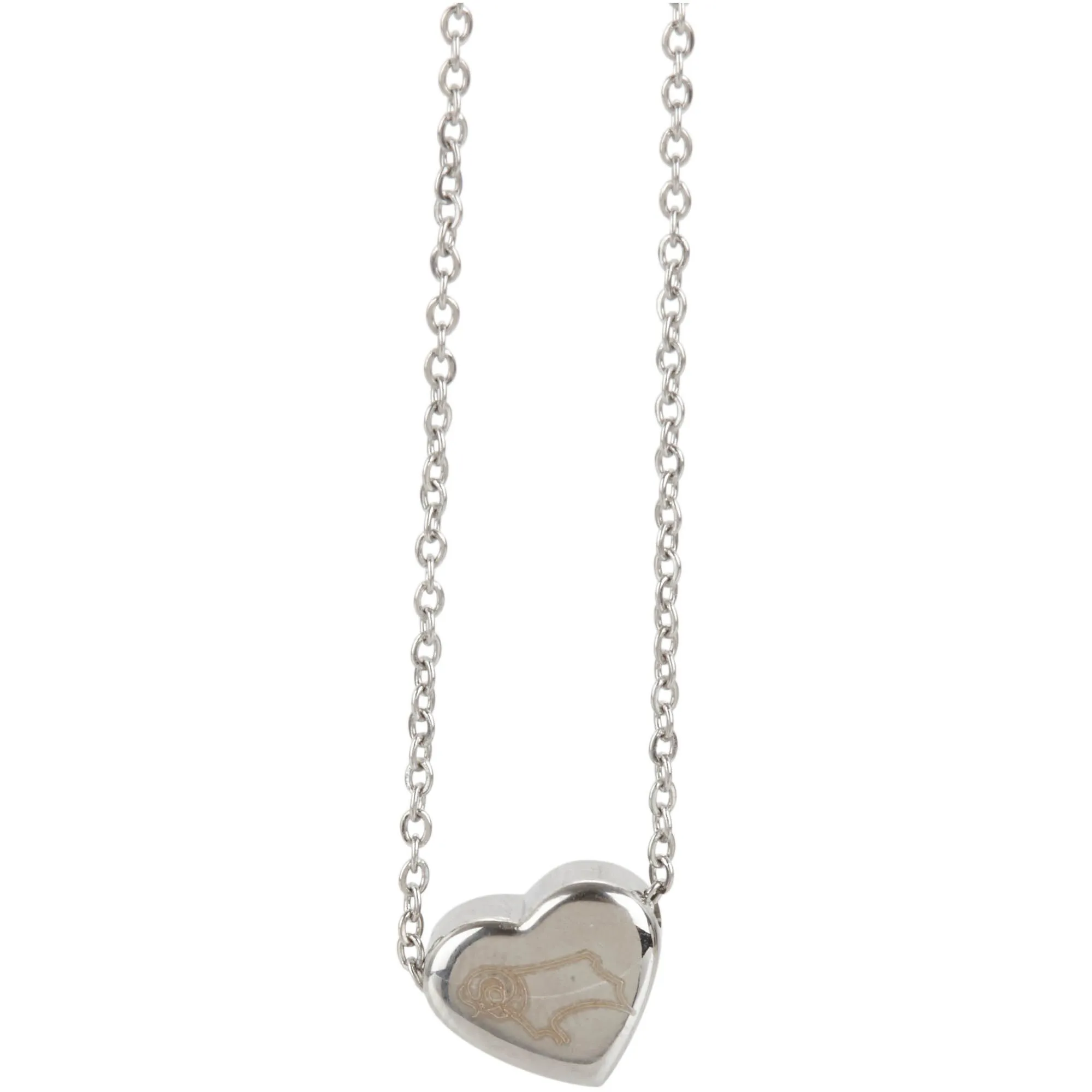 Derby County Crest Heart Necklace & 45cm Chain - Stainless Steel