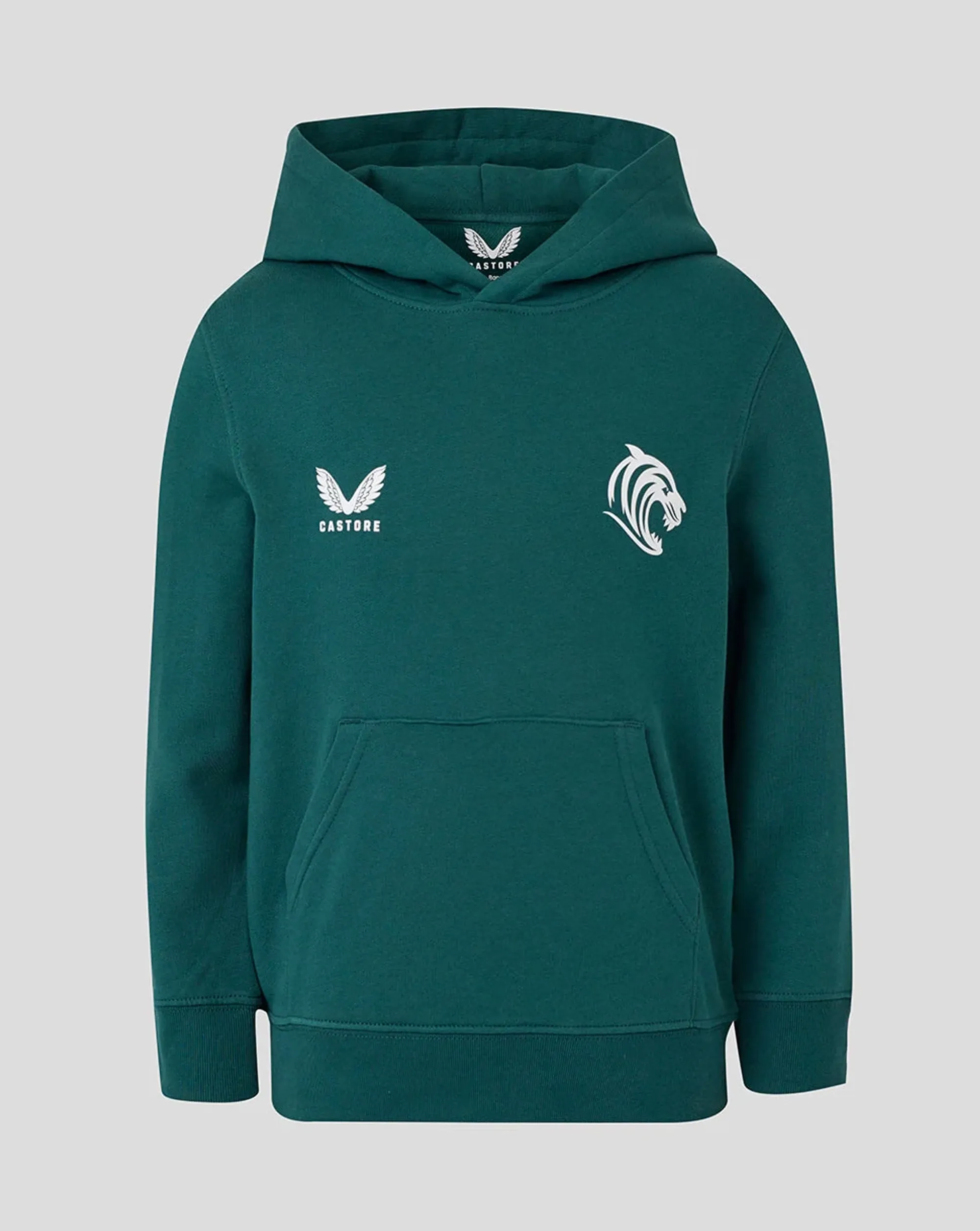 Castore Leicester Tigers Junior 25/26 Travel Brushback Hoodie - Dark Green
