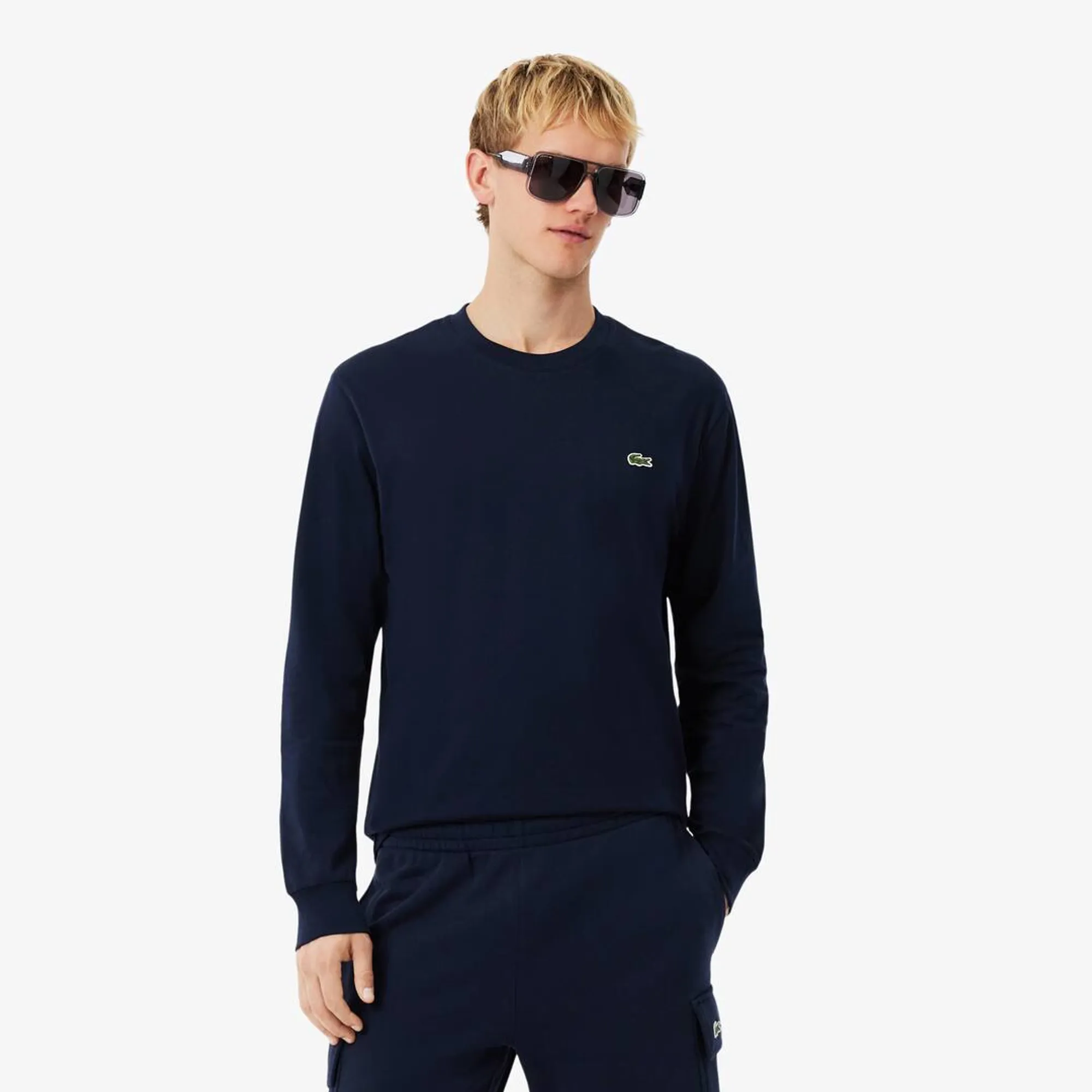 Lacoste Long Sleeved Cotton T-shirt - Midnight Blue