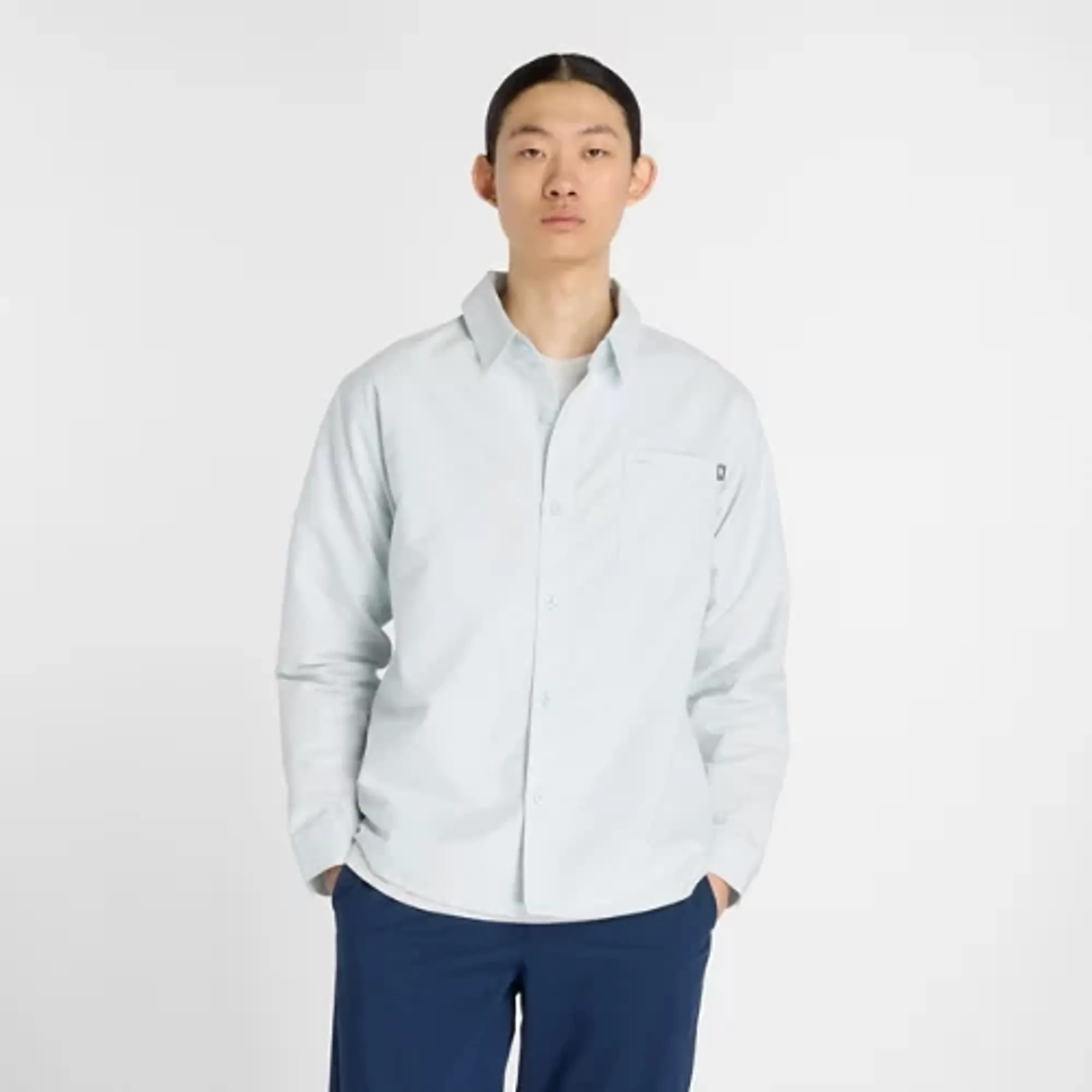 New Balance Men's Oxford Shirt in Blue Polywoven