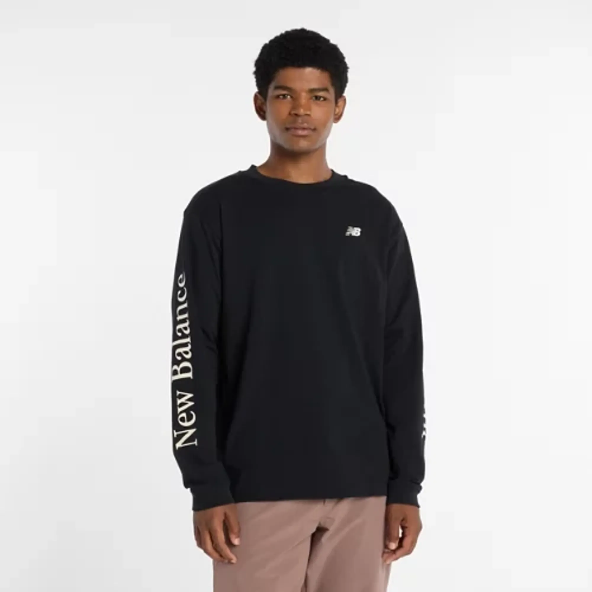 New Balance Men's Athletics Classic Long Sleeve in Black Cotton