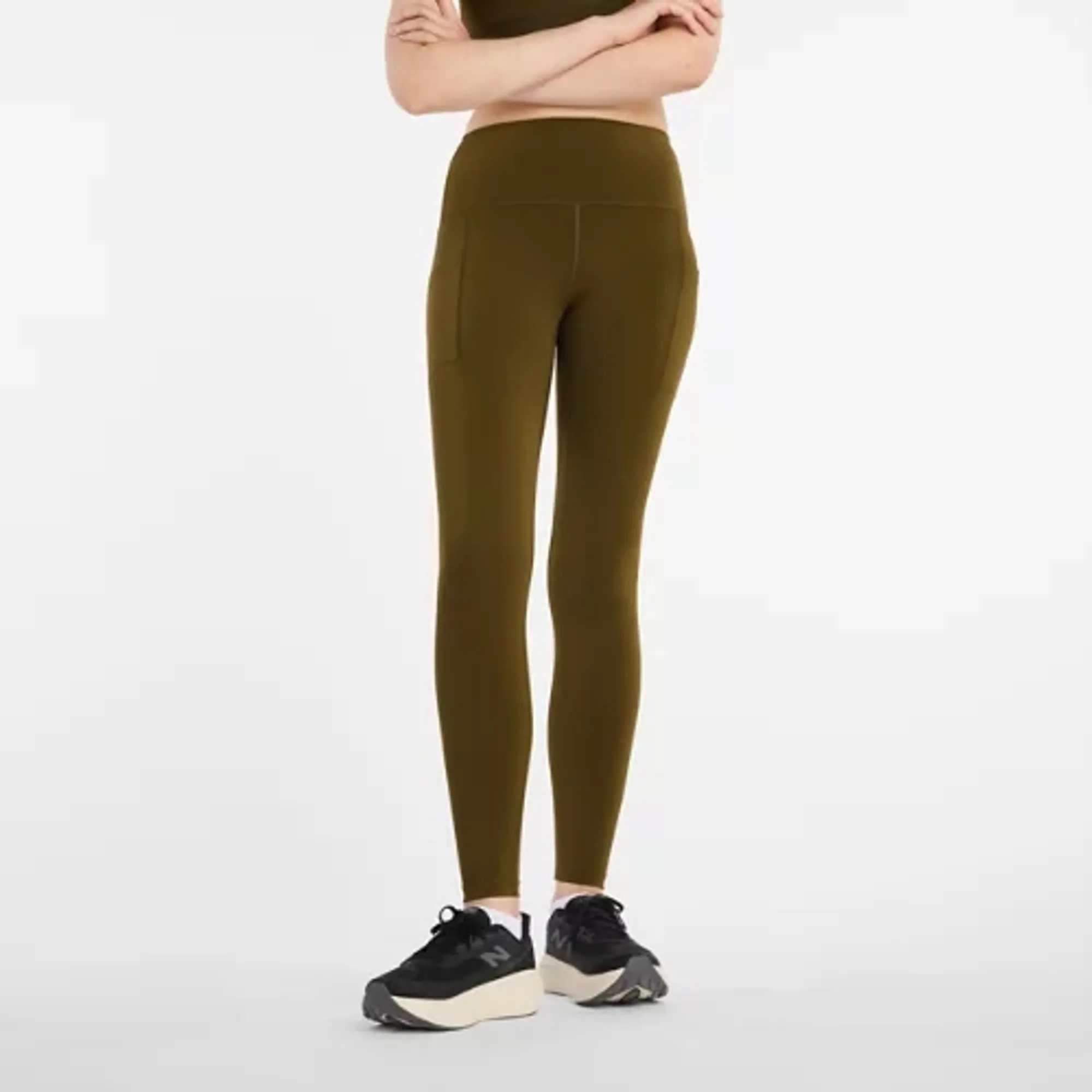 New Balance Women's NB Sleek Pocket High Rise Legging 27" in Brown Poly Knit