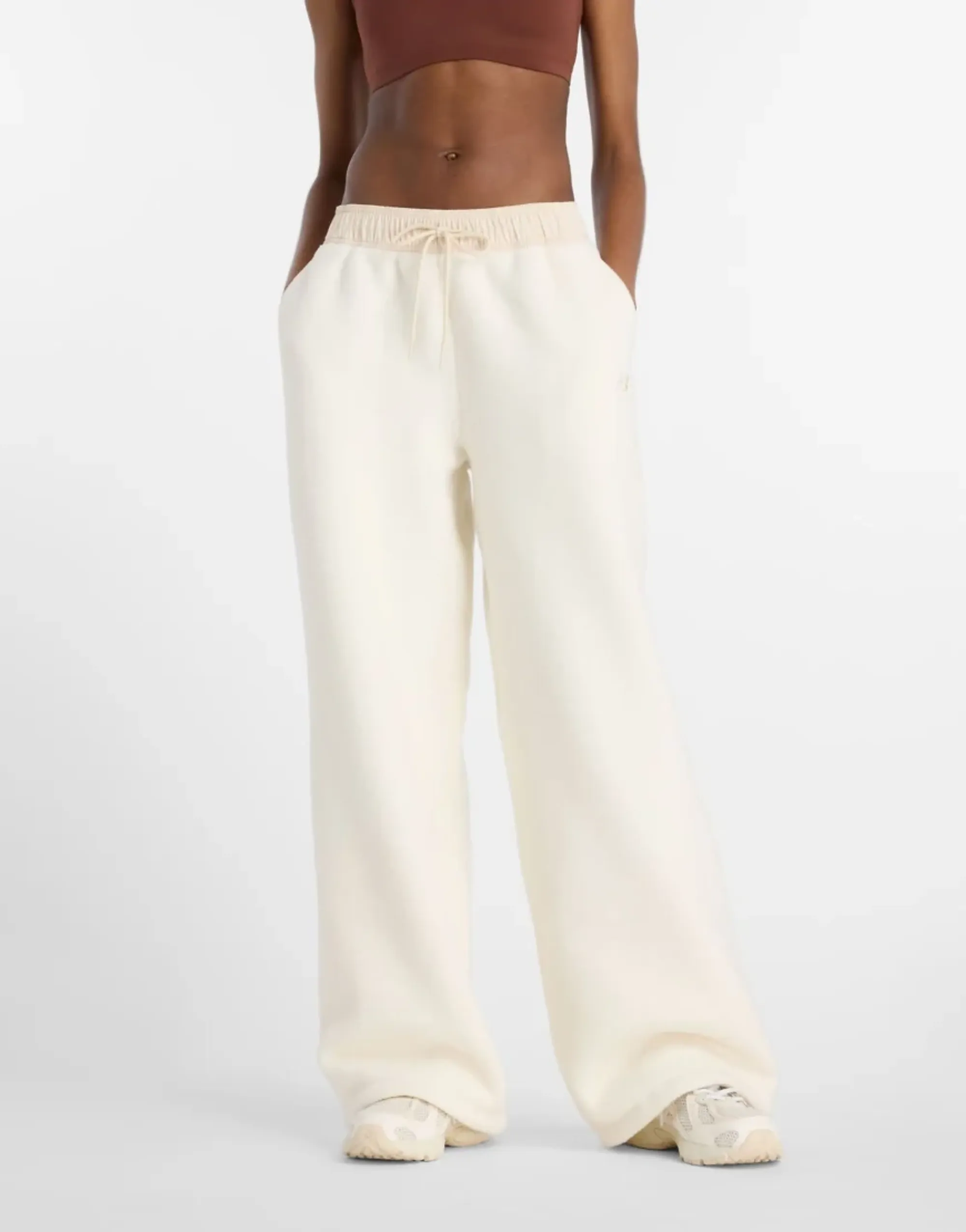 New Balance Women's High Pile Fleece Pant in White Poly Knit