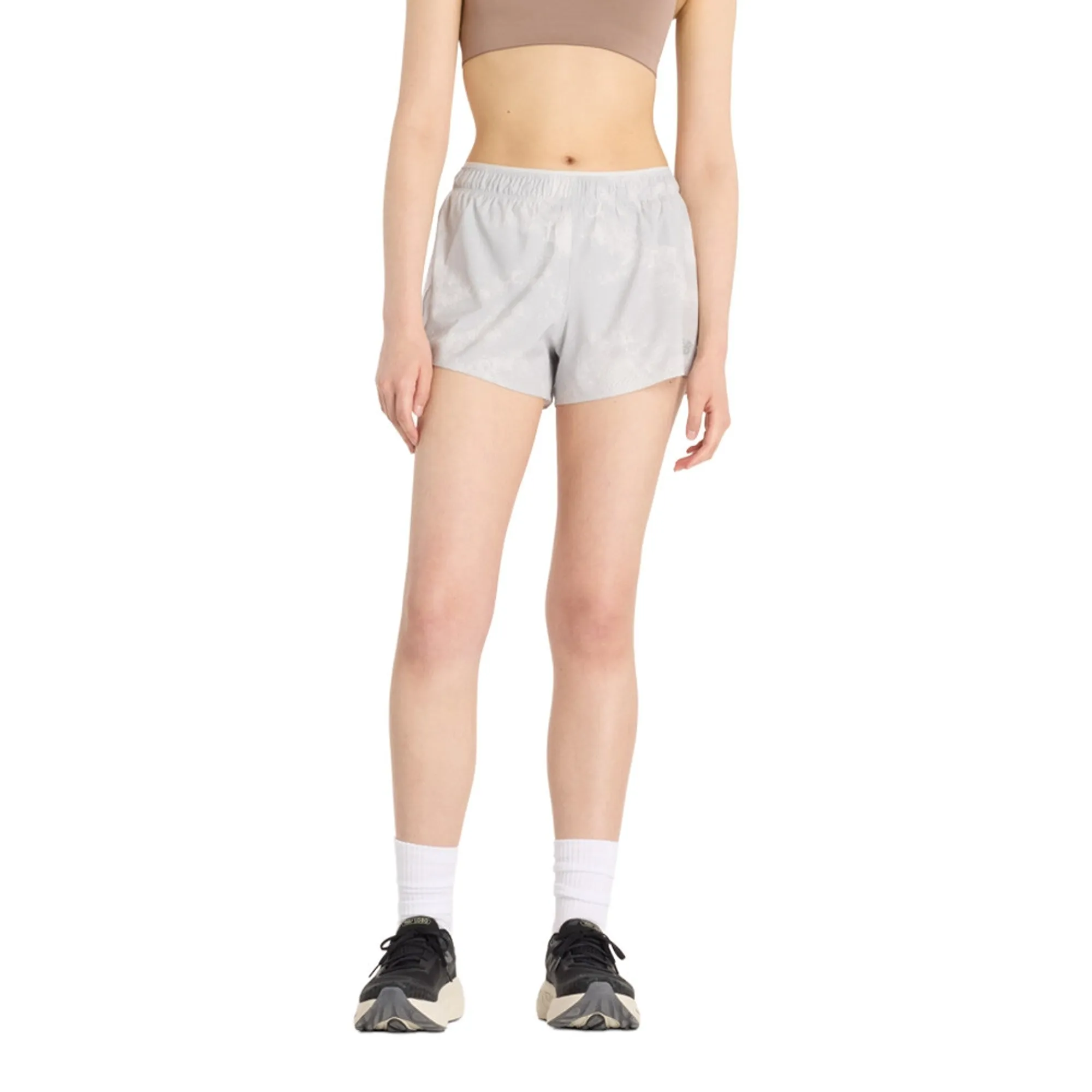 New Balance Women's RC Printed Short 3" in Grey Polywoven