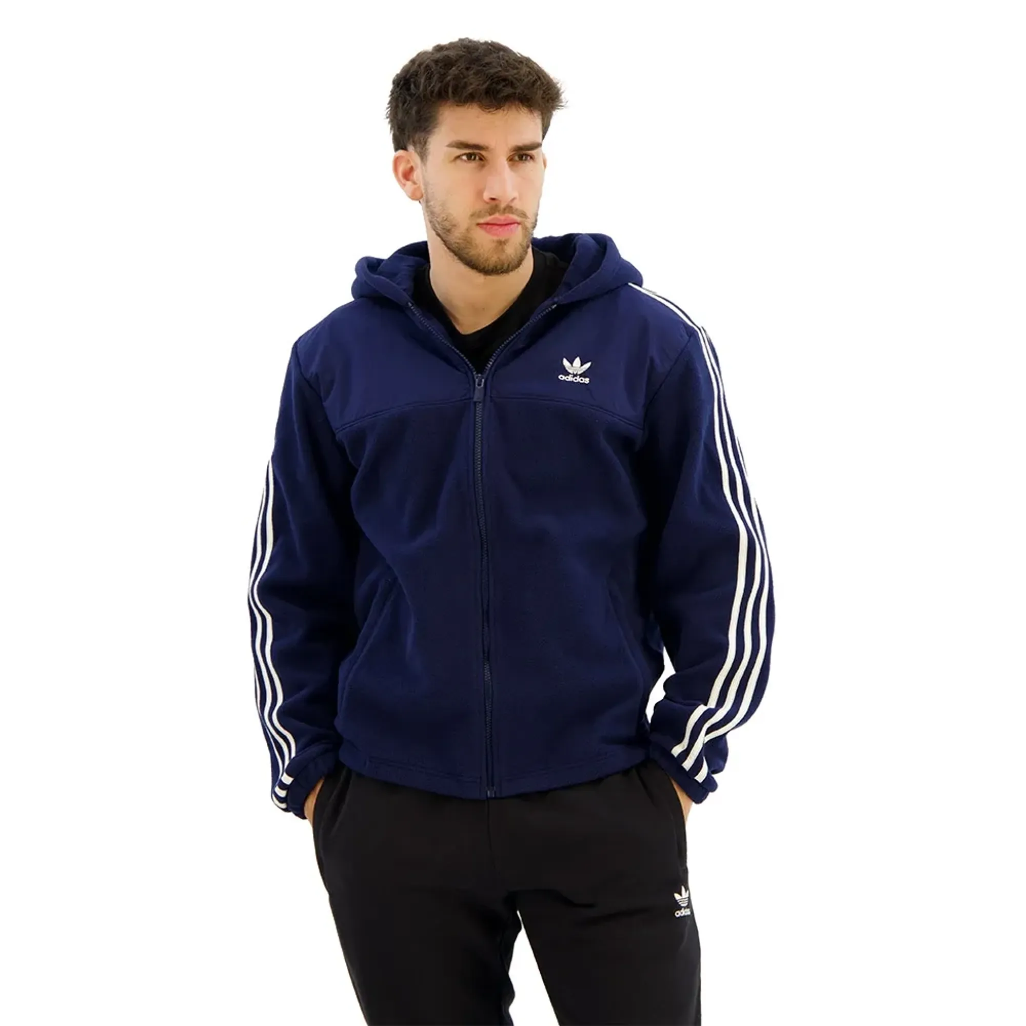 Adidas Originals Adicolor 3 Stripes Teddy Fleece Full Zip Sweatshirt