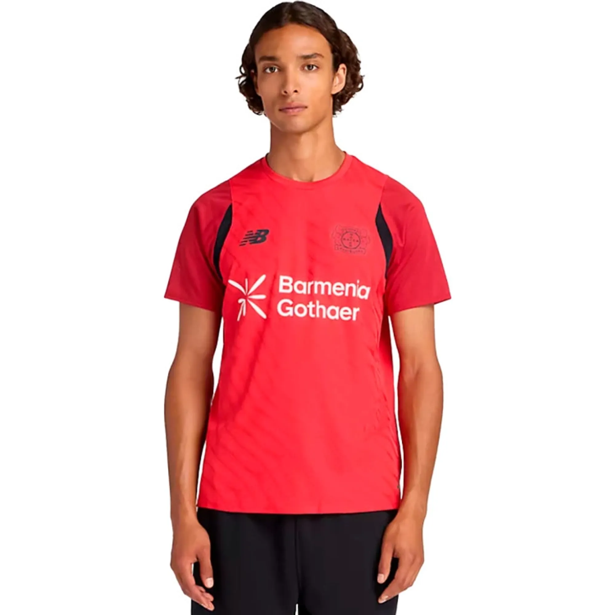 New Balance Men's Bayer 04 Football Jersey in Red Polyester