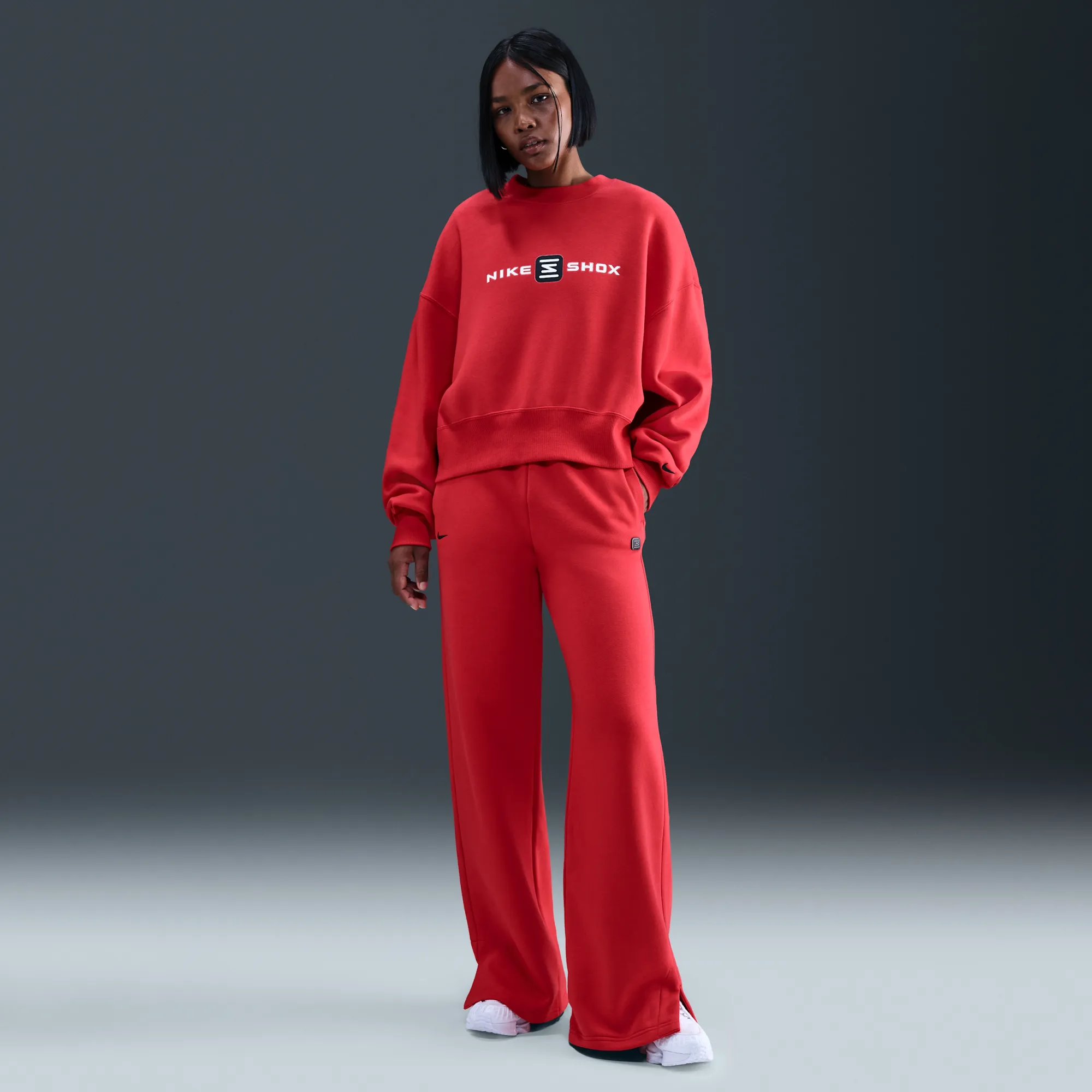 Nike Phoenix Fleece Show Women's High-Waisted Trousers - Red - Cotton/Polyester