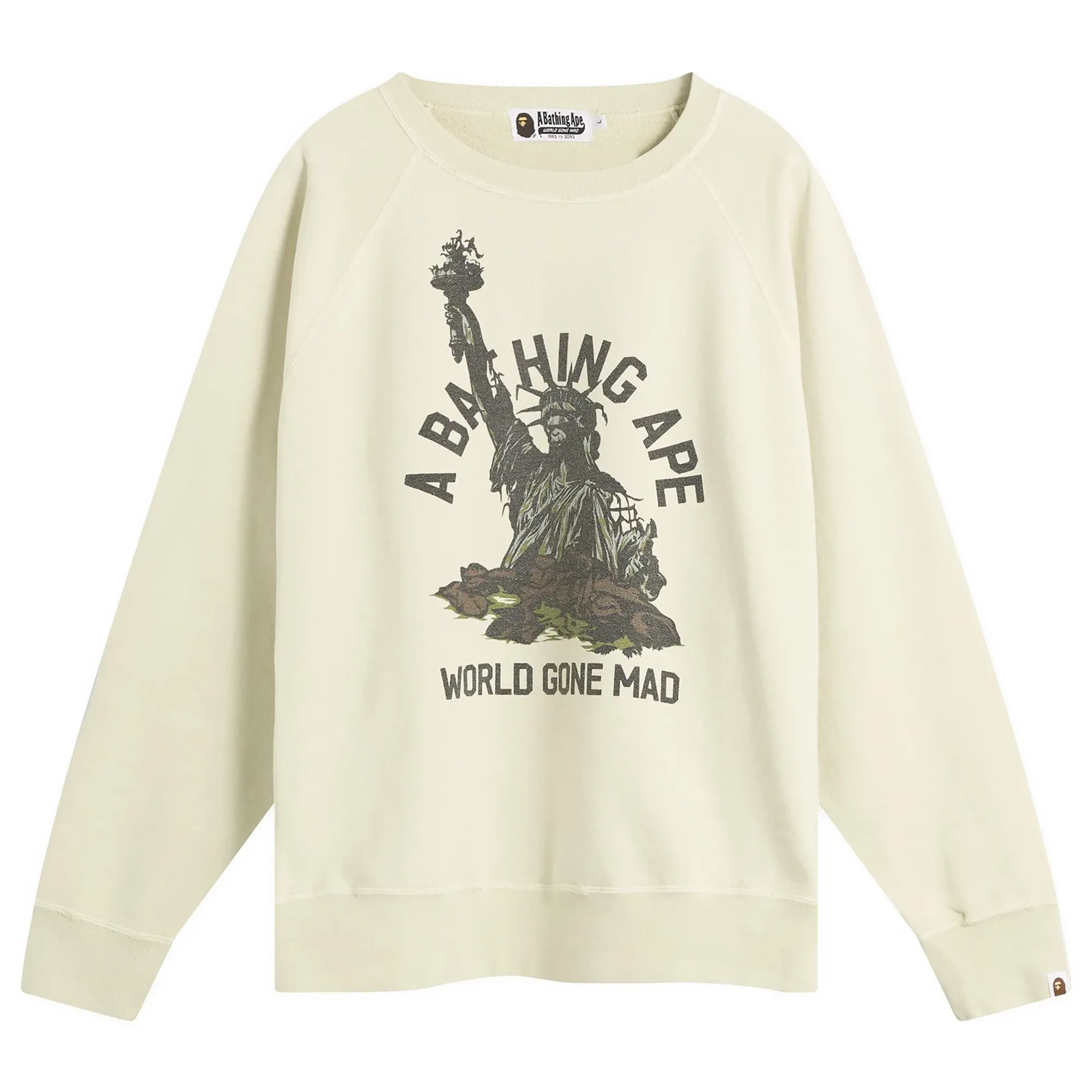 A Bathing Ape Men's Destroy Washed Statue Of Liberty Sweatshirt Ivory