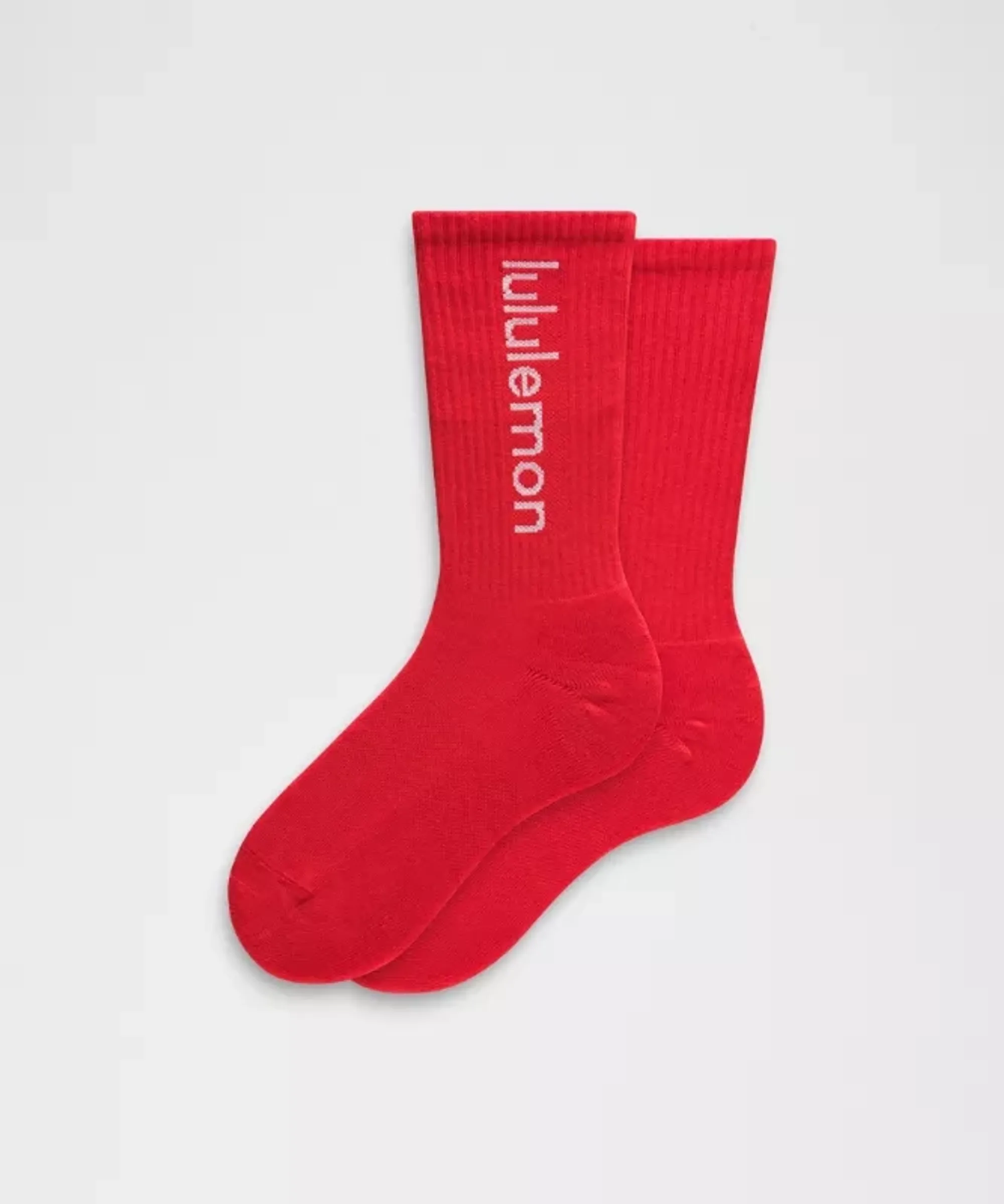 lululemon – Daily Essential Crew Socks Wordmark – Color Red/White – Size Medium