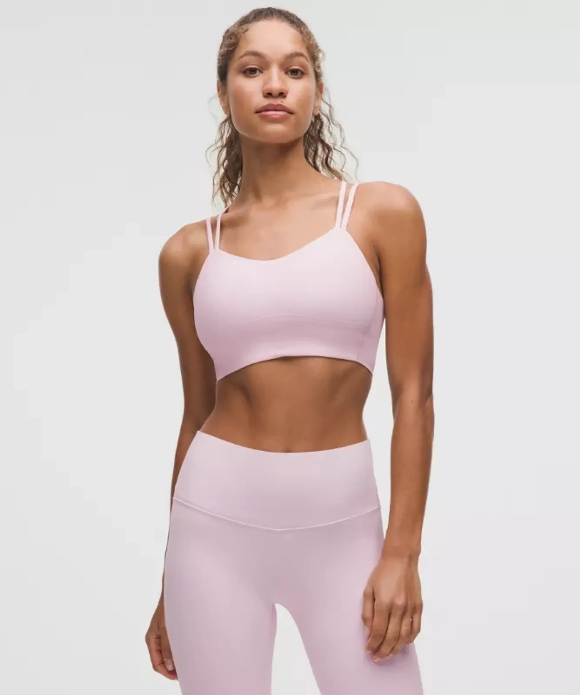 lululemon – Women's Like a Cloud Ribbed Longline Sports Bra Light Support, B/C Cup – Color Pink – Size 10
