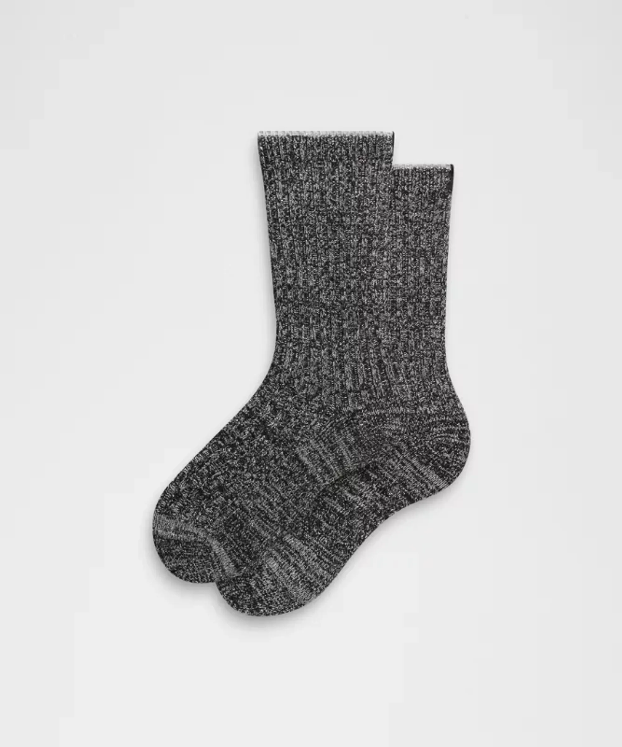lululemon – Crew Length Ragg Socks Shine – Color Black/Silver/Grey – Size Large