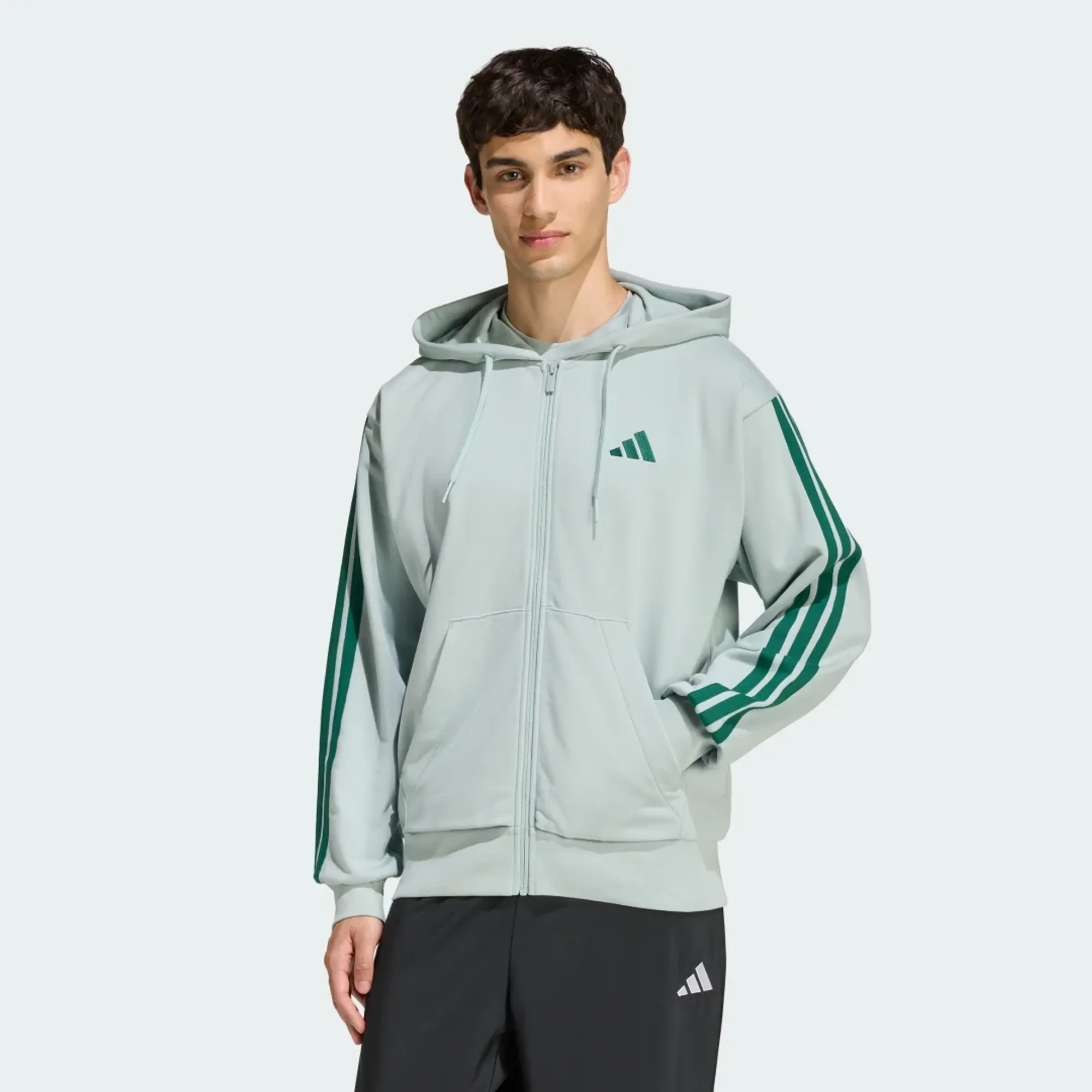 adidas Essentials 3-Stripes French Terry Full-Zip Hoodie
