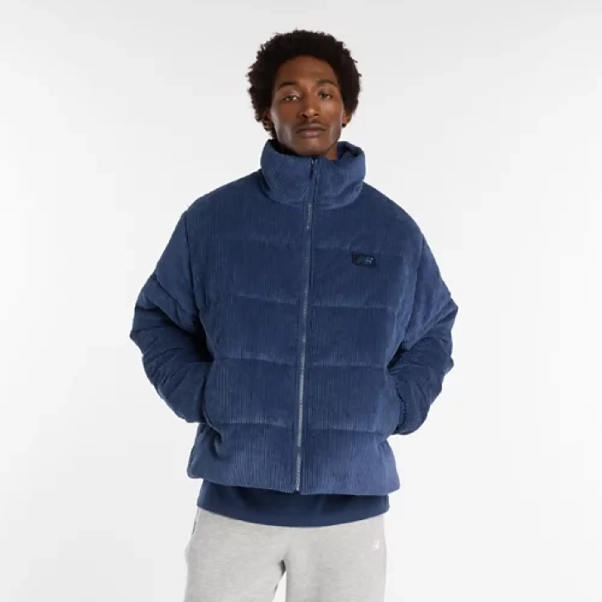 New Balance Men's Athletics Corduroy Puffer in Blue Cotton