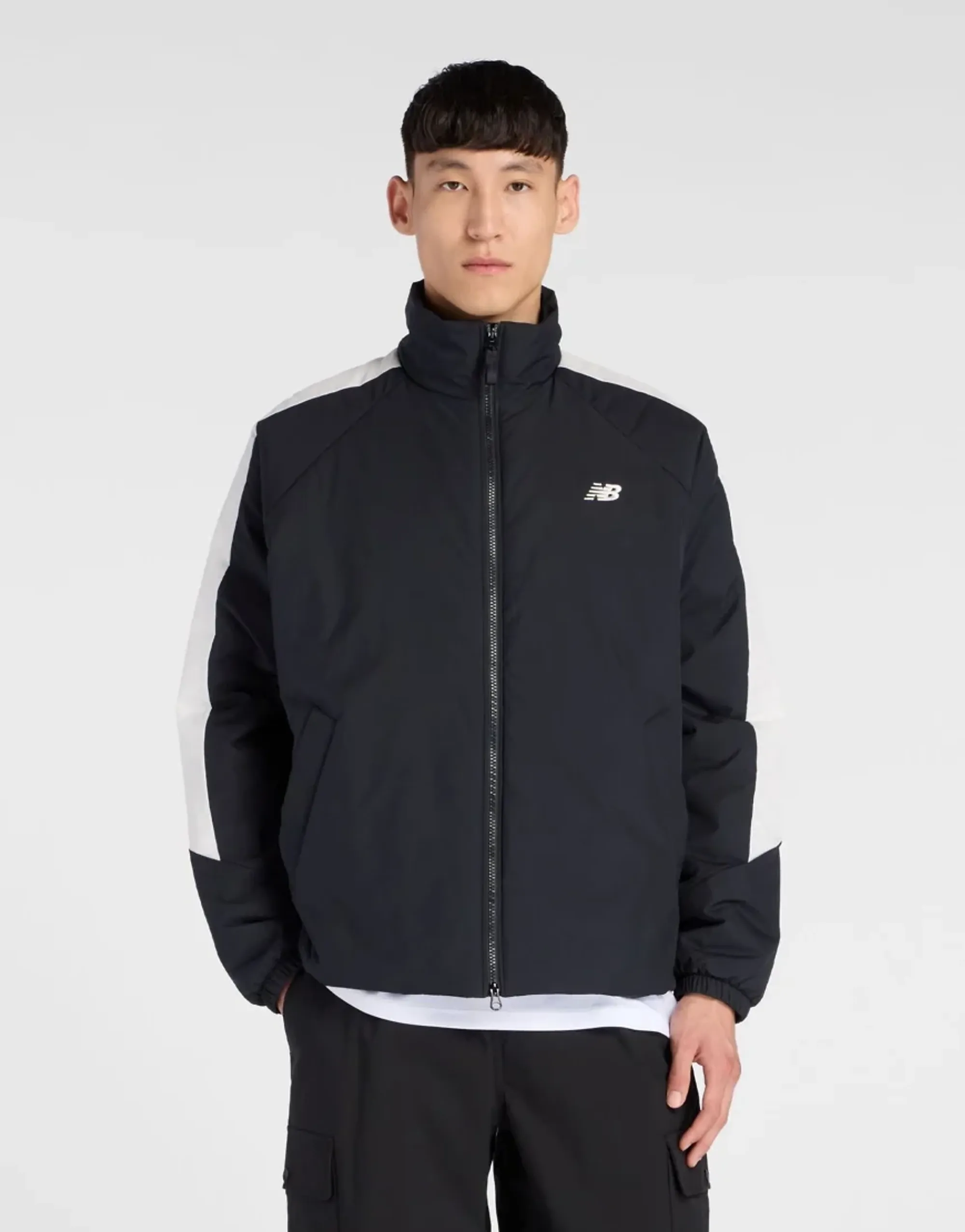 New Balance Men's Sport Essentials Winterized Windbreaker in Black Polywoven