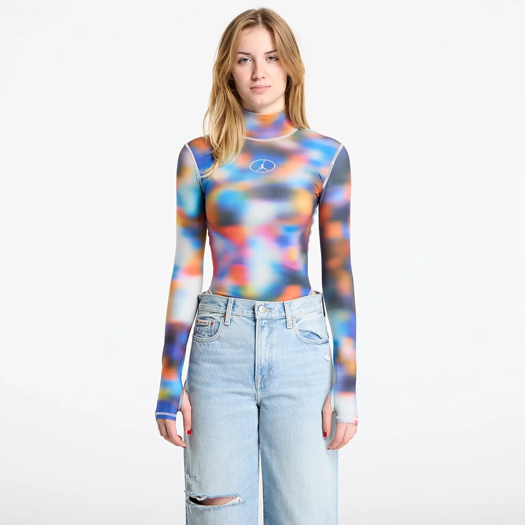 Jordan Flight Mountainside Women's Printed Long-Sleeve Bodysuit Pure Platinum S