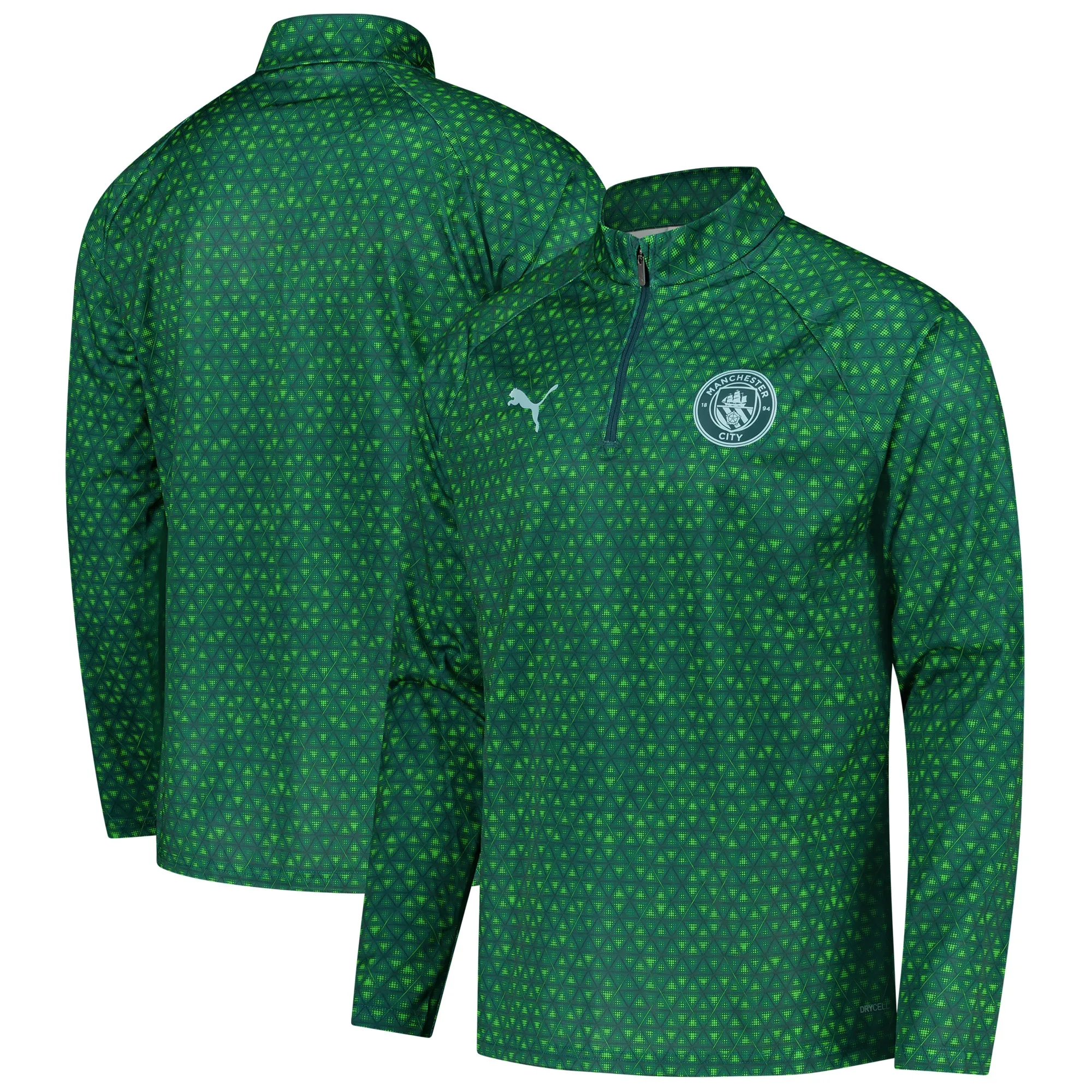 Manchester City Puma Warm Up 1/4 Zip Top - Green