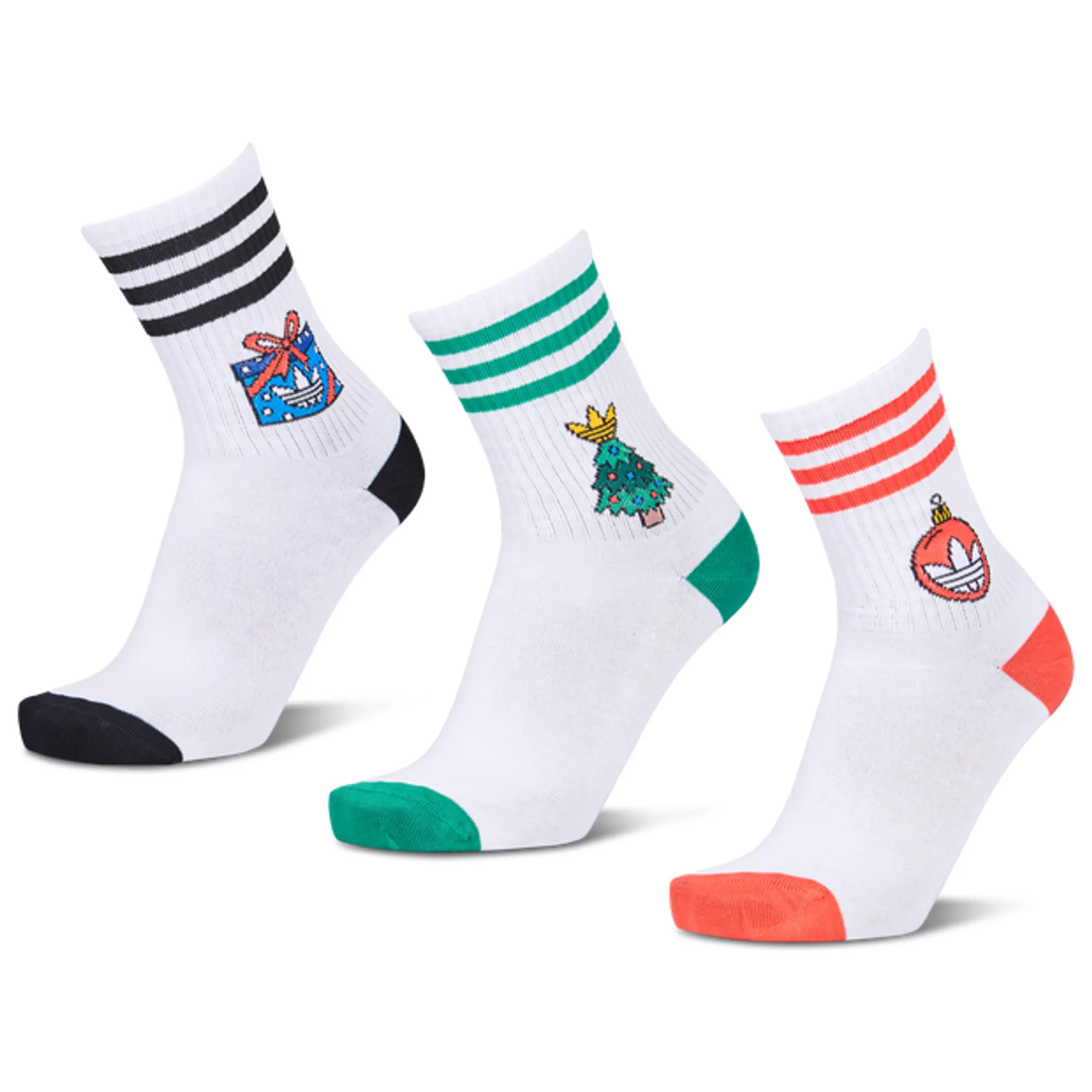 Adidas Mid Cut Crew 3 Pack Unisex Socks - White
