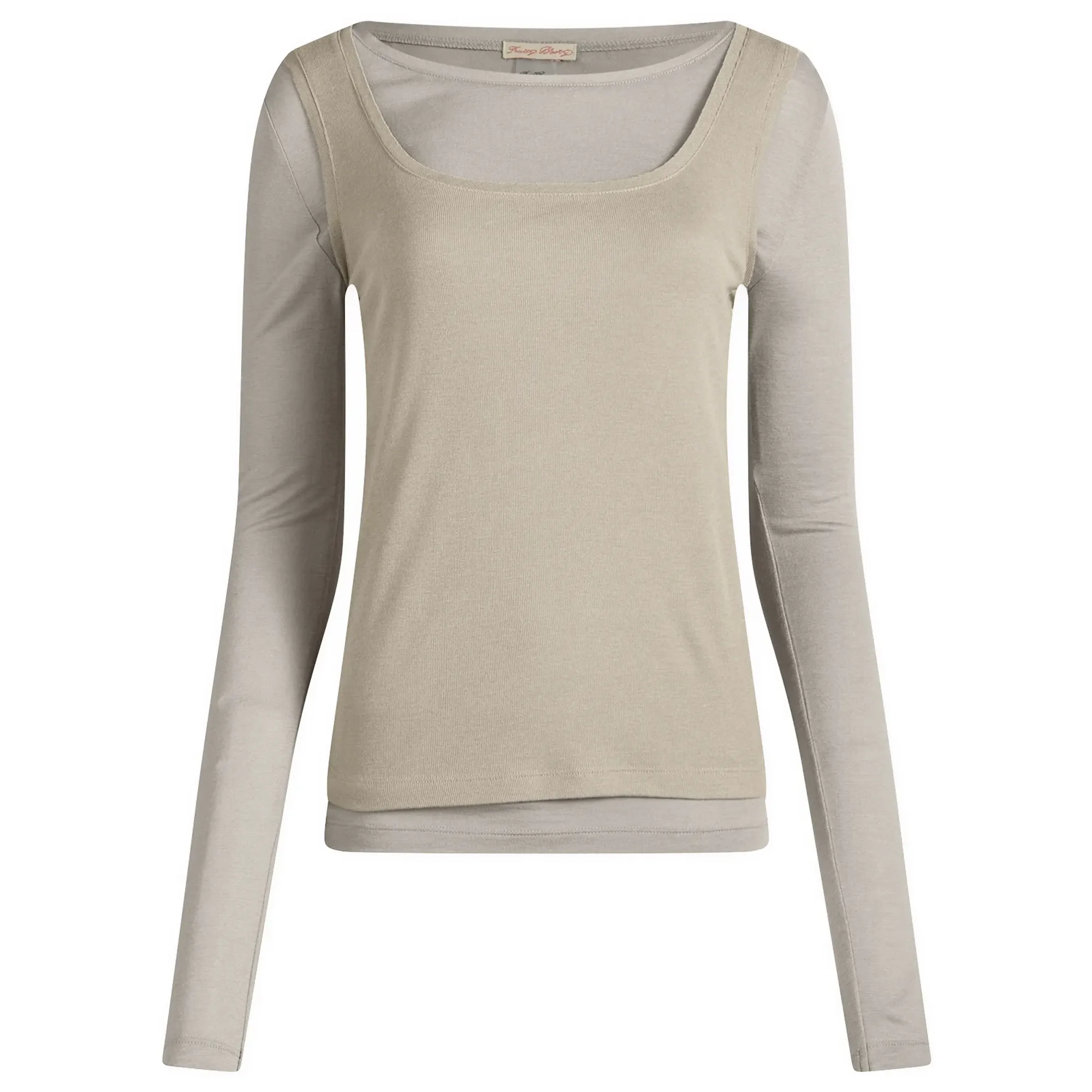 Fruity Booty Women's Double Layer Long Sleeve Top Grey/Ecru