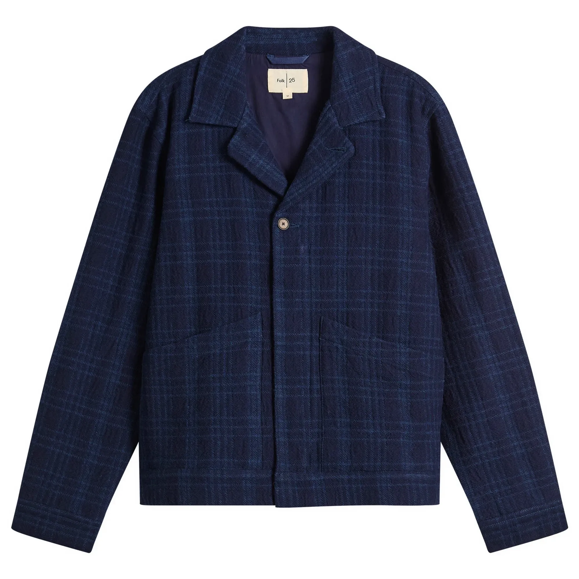 Folk Men's Chain Jacket Indigo Textured Check