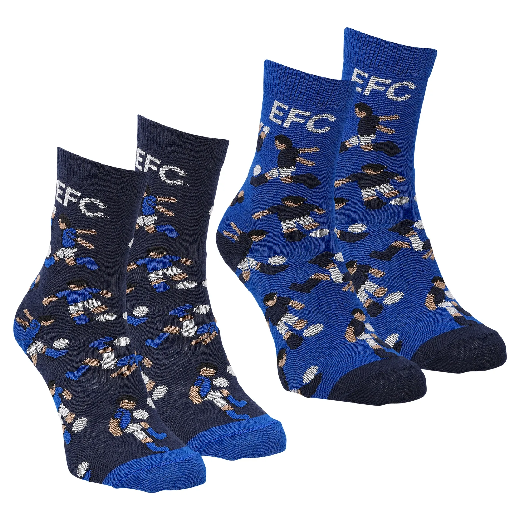 Everton 2 Pack Pitch Socks - Black/Blue - Kids