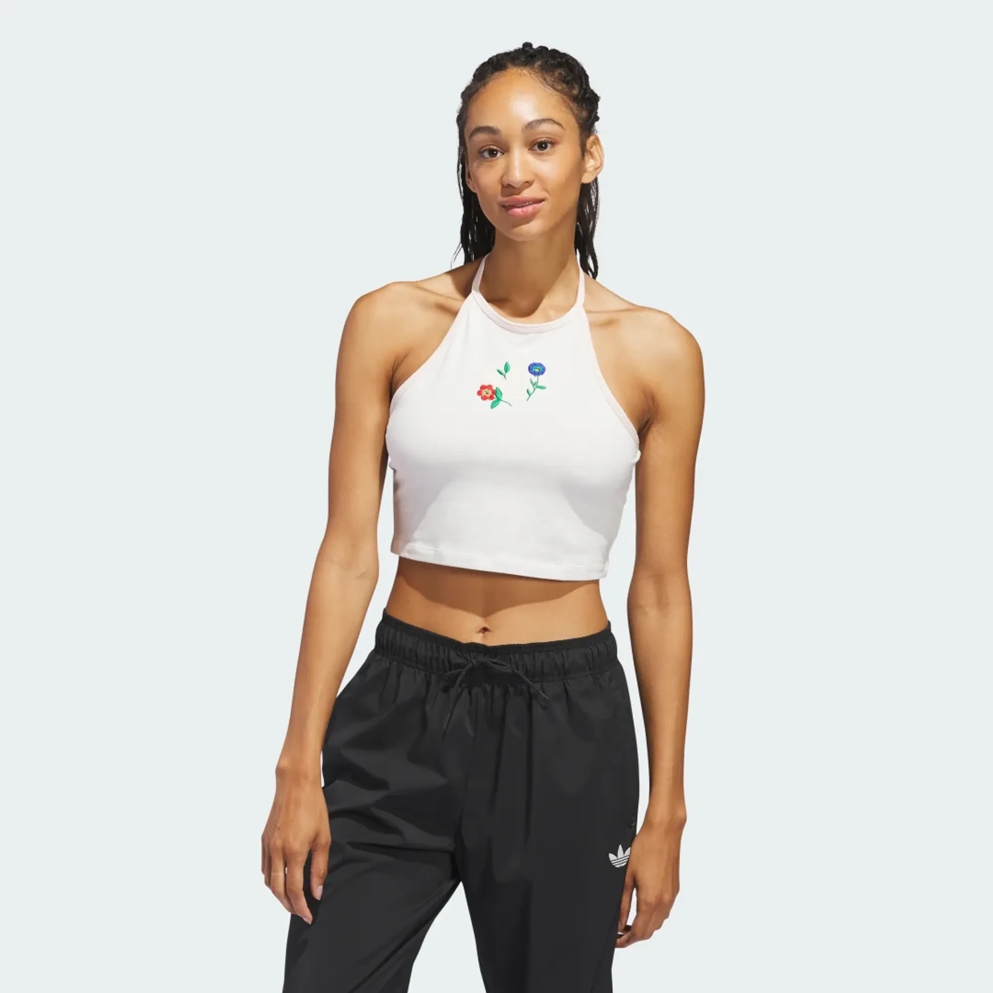 adidas Fashion Graphics Floral Halter Neck Top | IS2424 | FOOTY.COM