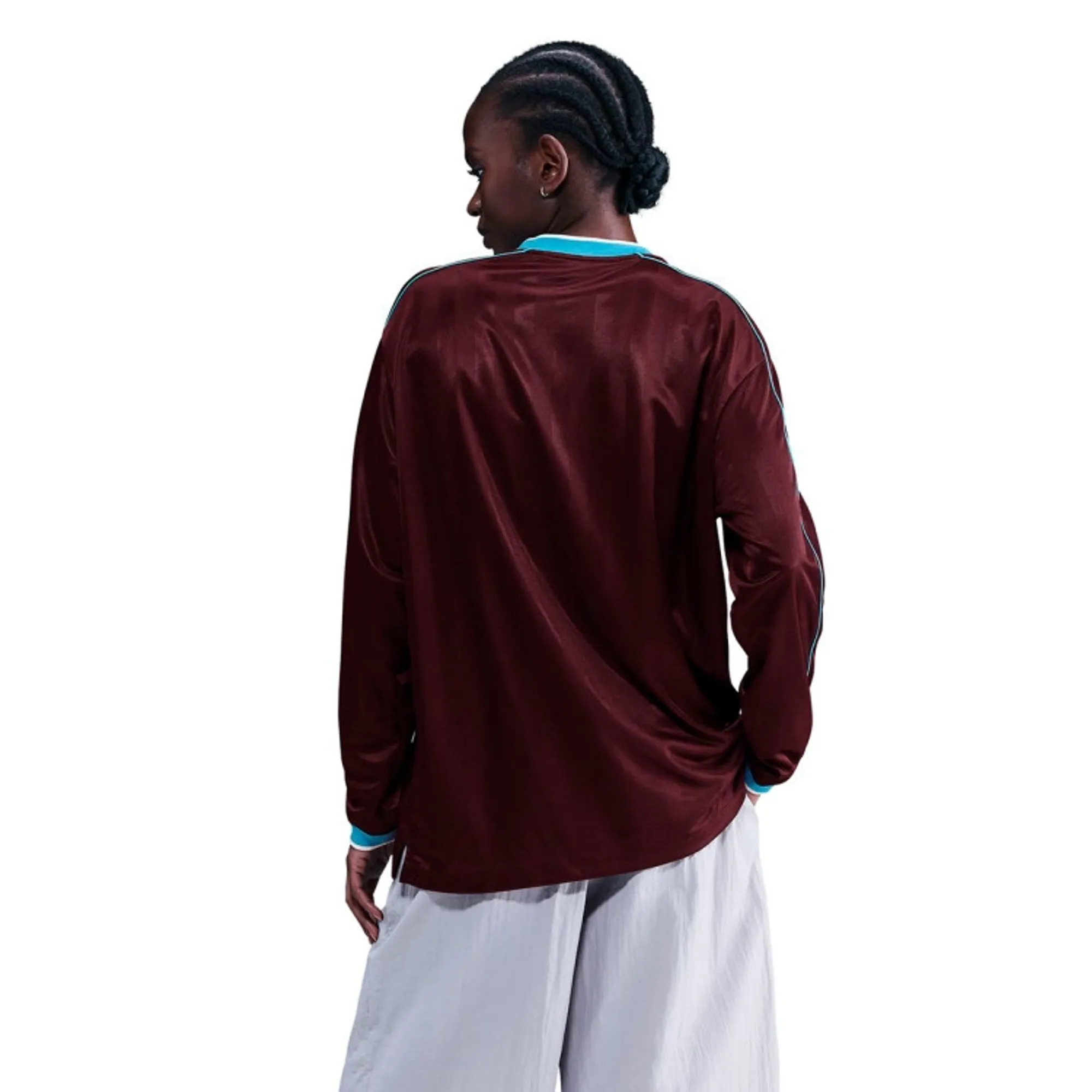 Jersey Nike Sportswear Women's Long-Sleeve Jersey Top Burgundy Crush/ Baltic Blue L