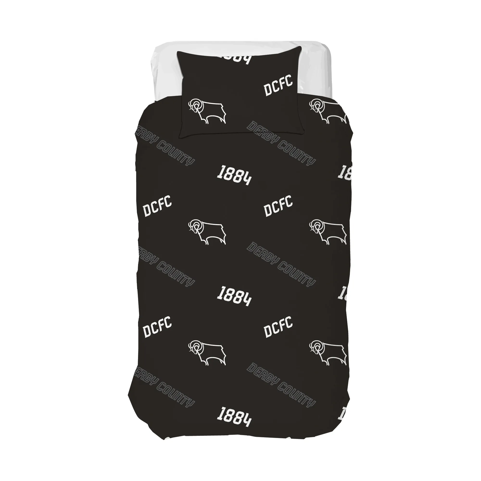 Derby County Poly Cotton Rotary Duvet - Single - 200cm x 135cm