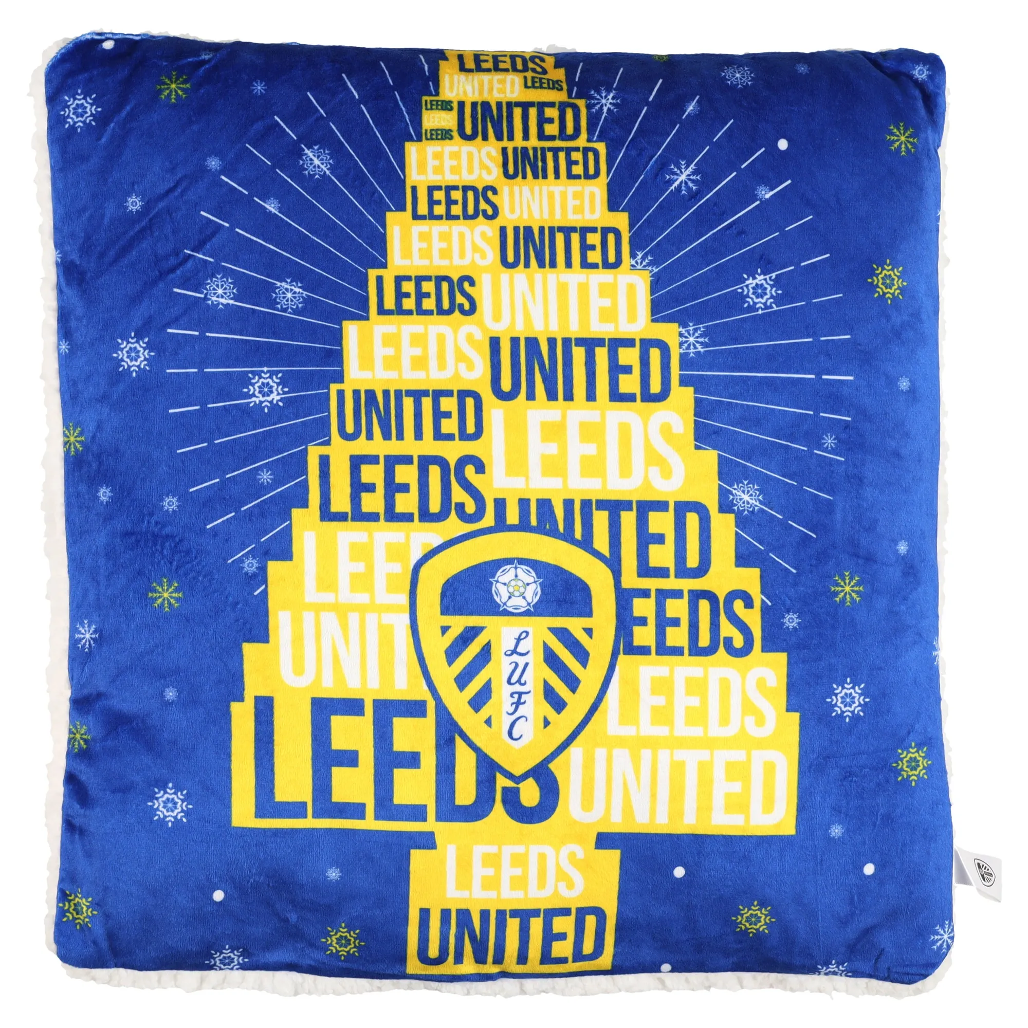 Leeds United Sherpa Christmas Tree Cushion - Royal