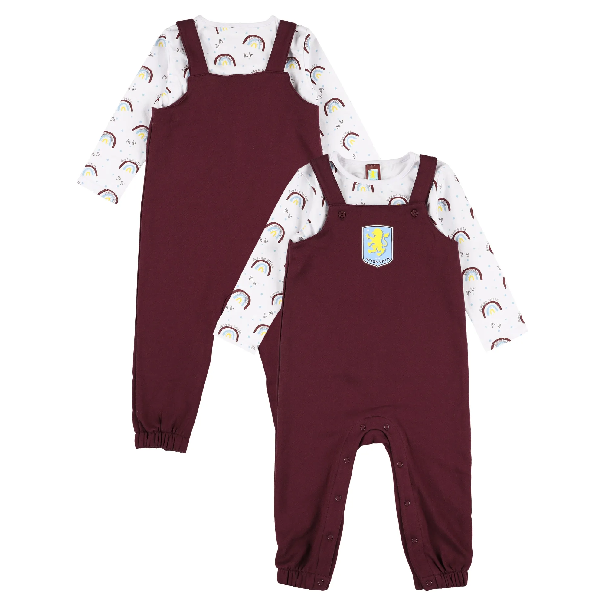 Aston Villa Dungaree and Top Set - Claret - White - Baby