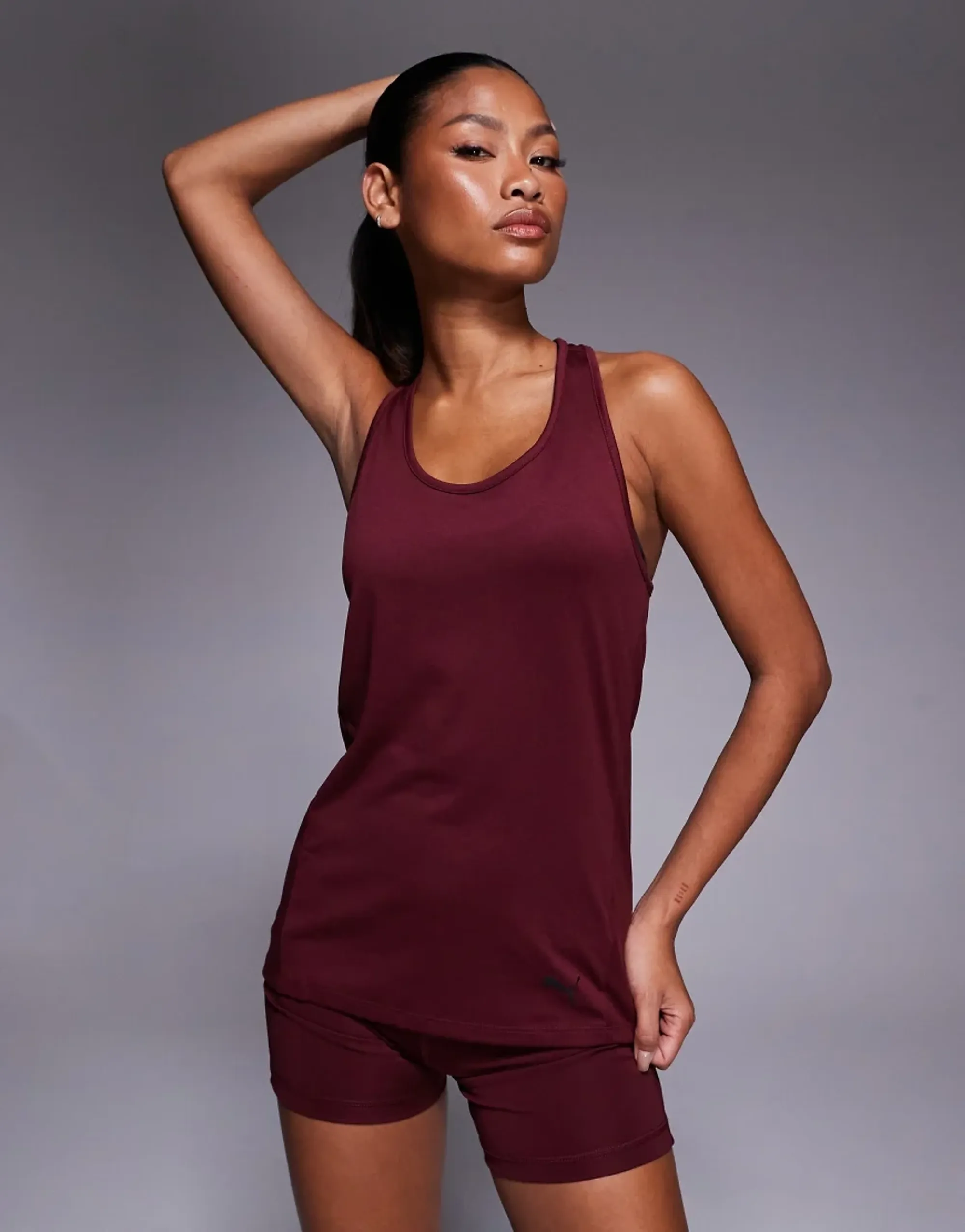 PUMA Tad Essentials Racerback Tank Women, Ruby Shimmer, size Large